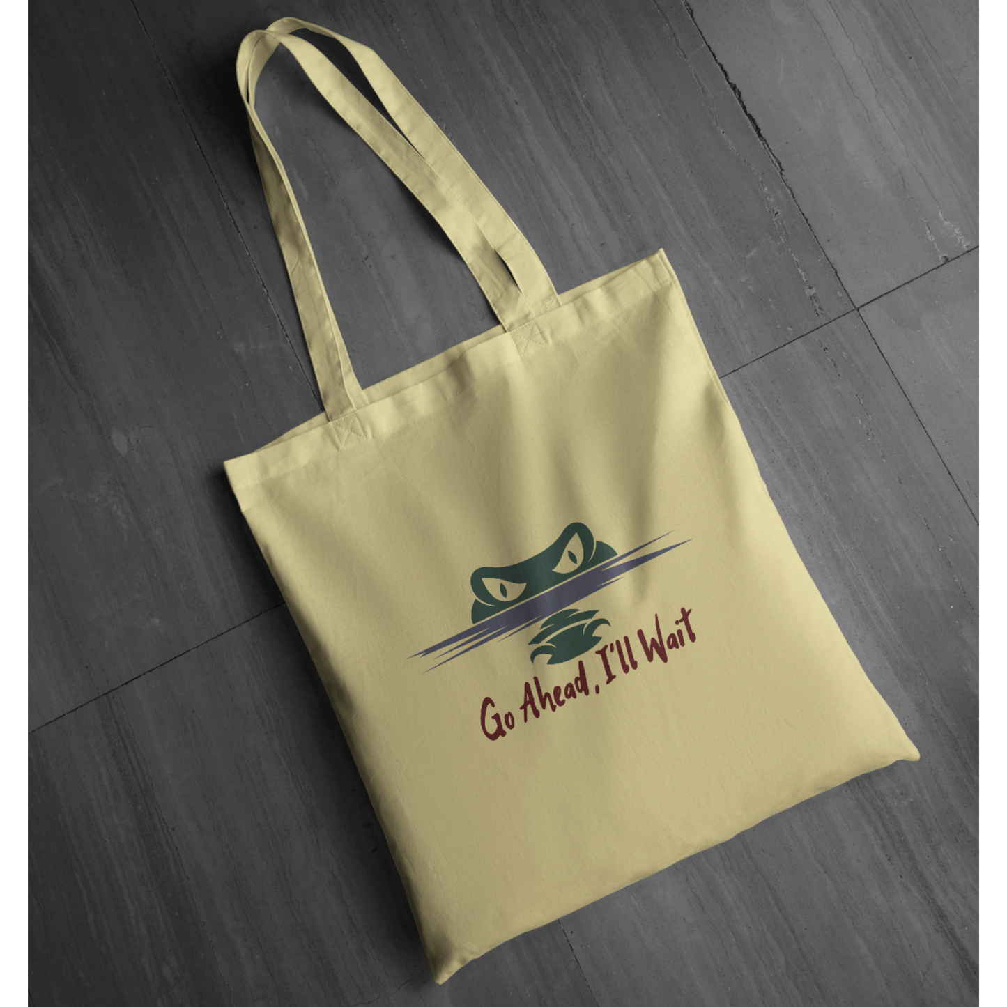 “Go Ahead, I’ll Wait” - Funny Alligator Graphic Tote | Florida Gator Tote | Wildlife Humor Tote | LAHall Artworks