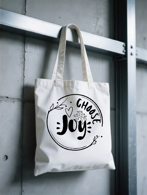 "Choose Joy" line art Unisex Graphic Tote | Inspirational Minimal Line Art Tote