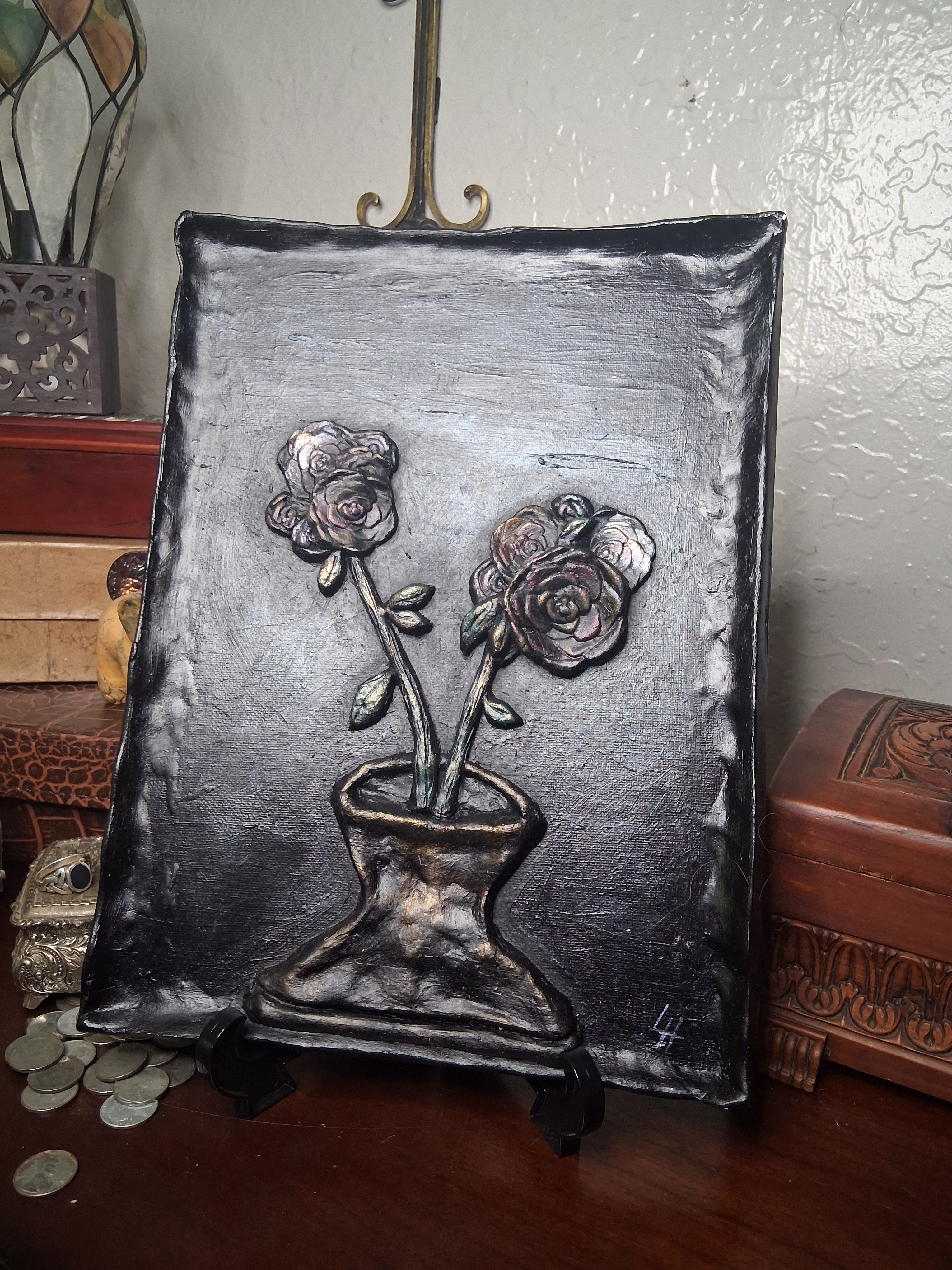 Bring It Inside | Original Sculpted Relief Floral Painting | 9x12 Mixed Media Artwork | From the Studio Collection