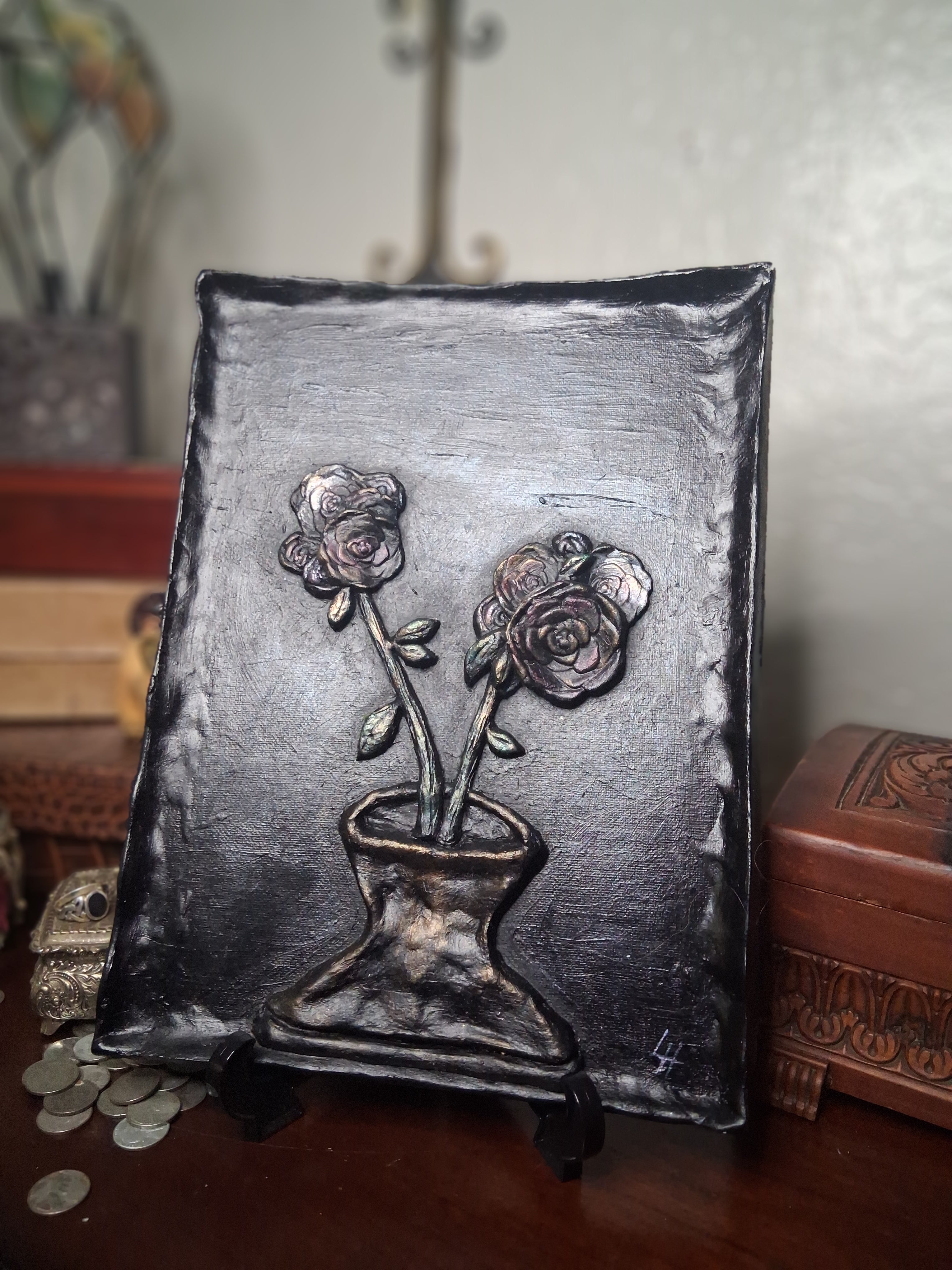 Bring It Inside | Original Sculpted Relief Floral Painting | 9x12 Mixed Media Artwork | From the Studio Collection
