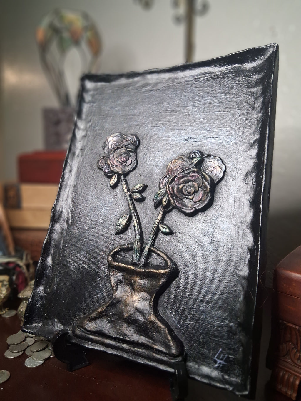 Bring It Inside | Original Sculpted Relief Floral Painting | 9x12 Mixed Media Artwork | From the Studio Collection