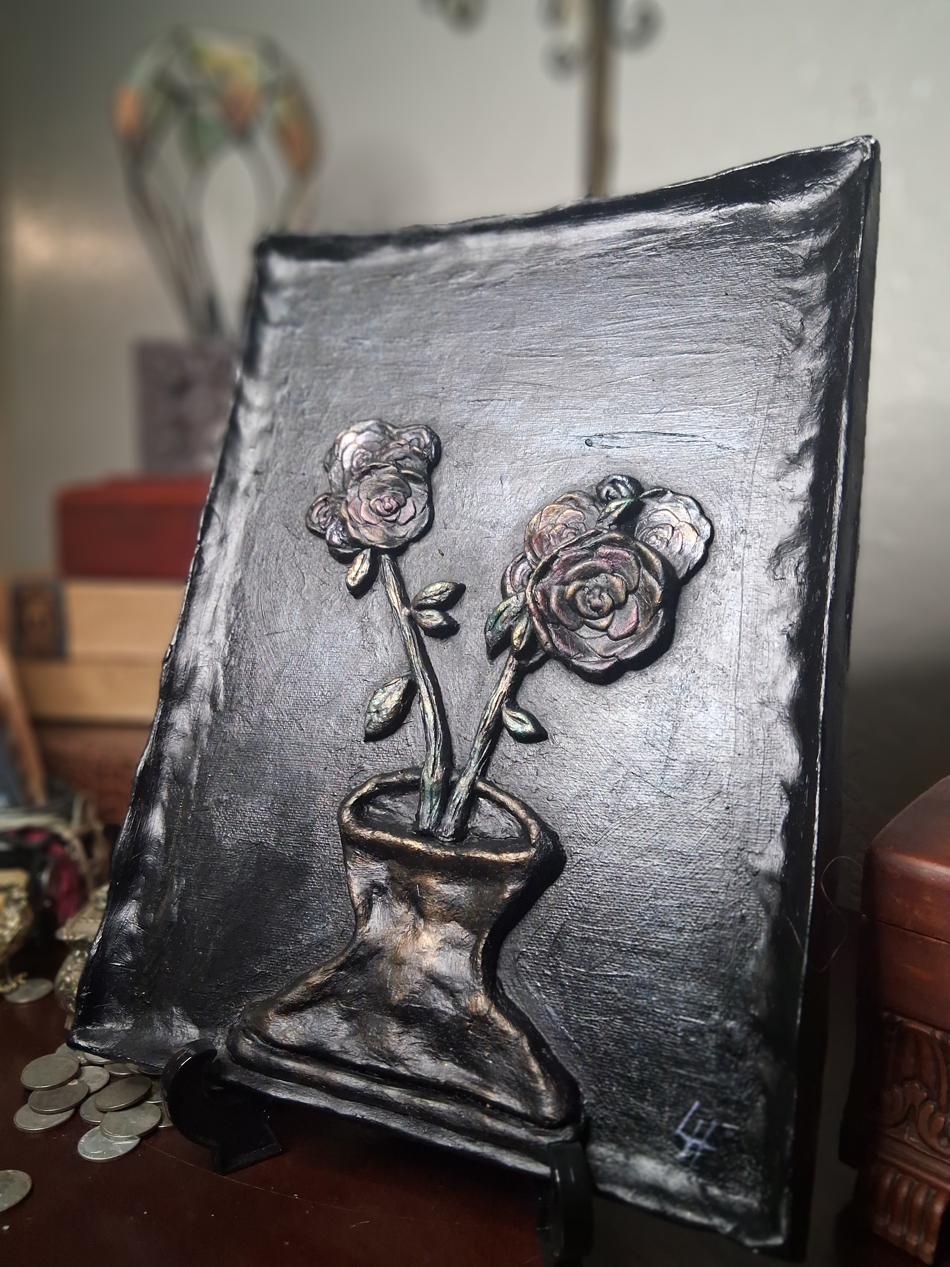 Bring It Inside | Original Sculpted Relief Floral Painting | 9x12 Mixed Media Artwork | From the Studio Collection