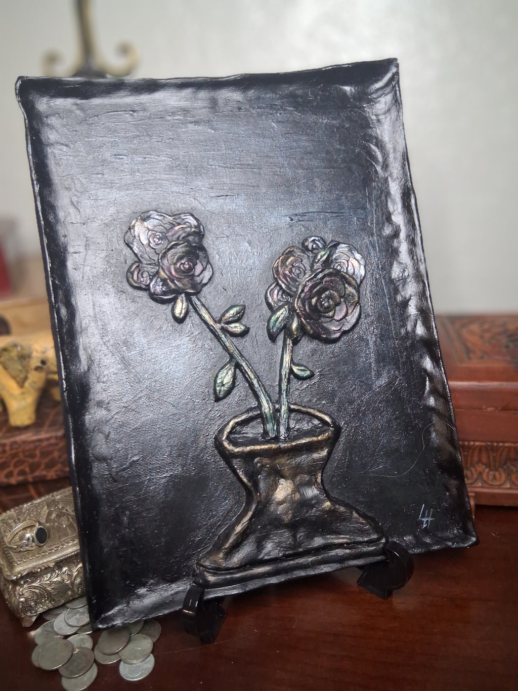 Bring It Inside | Original Sculpted Relief Floral Painting | 9x12 Mixed Media Artwork | From the Studio Collection