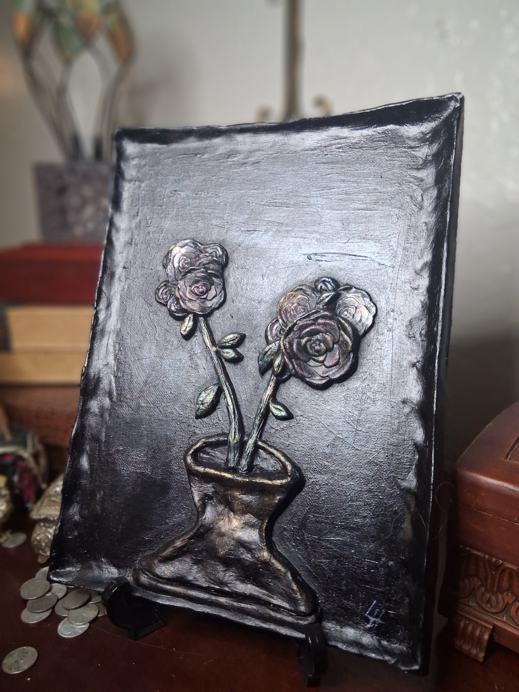 Bring It Inside | Original Sculpted Relief Floral Painting | 9x12 Mixed Media Artwork | From the Studio Collection