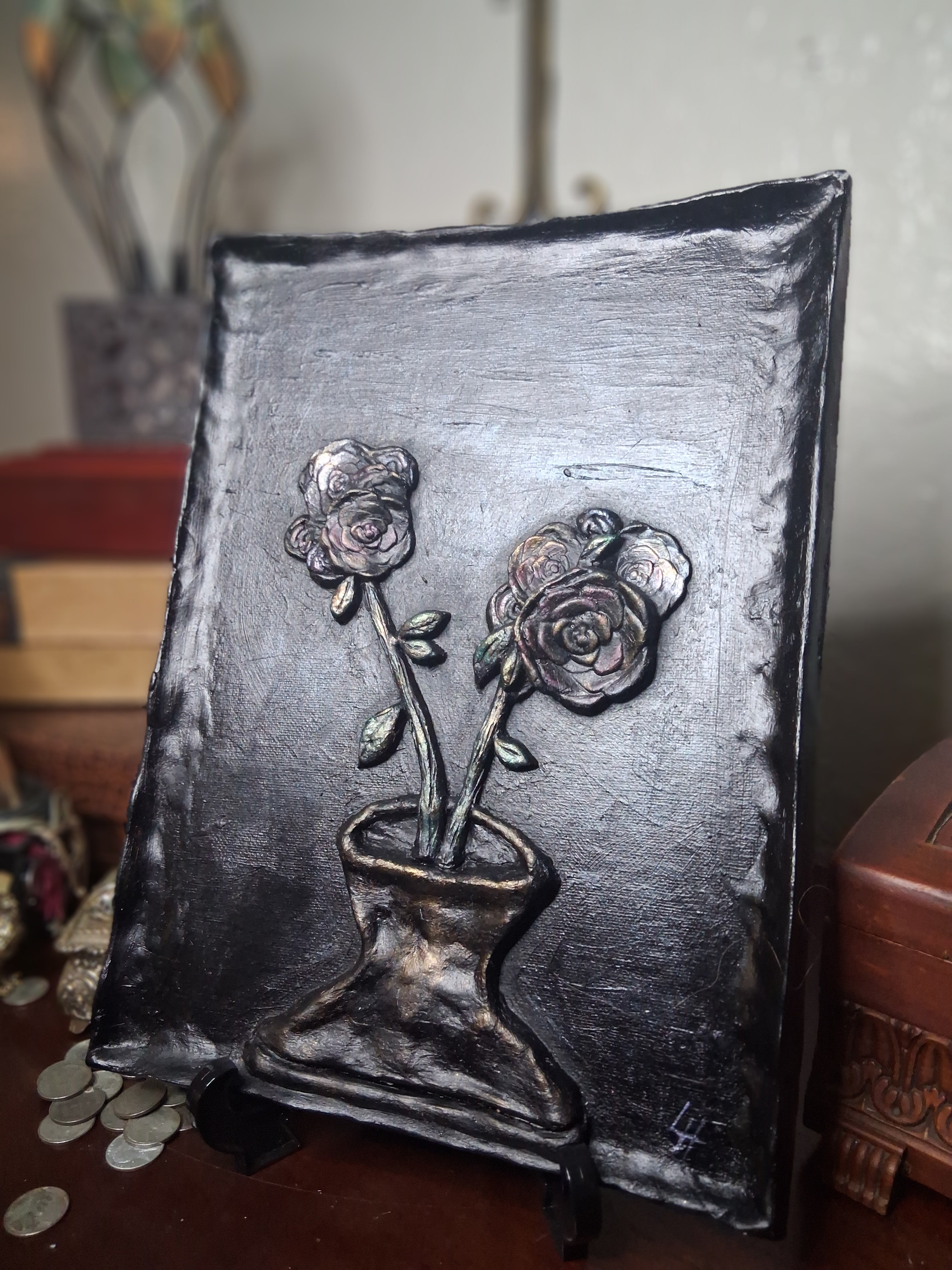 Bring It Inside | Original Sculpted Relief Floral Painting | 9x12 Mixed Media Artwork | From the Studio Collection