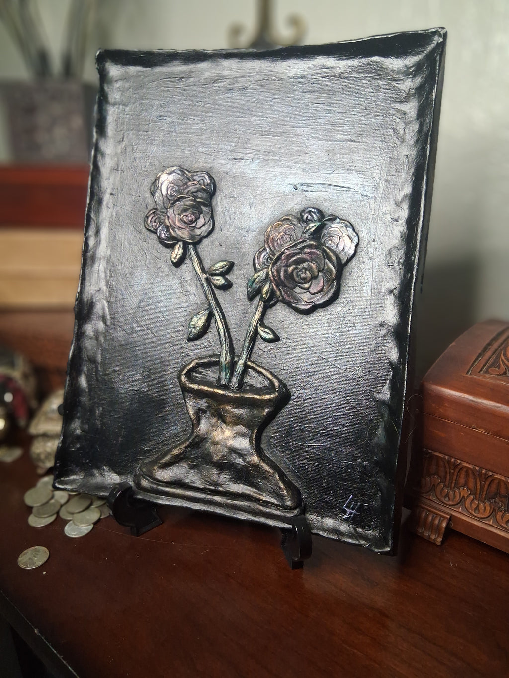 Bring It Inside | Original Sculpted Relief Floral Painting | 9x12 Mixed Media Artwork | From the Studio Collection