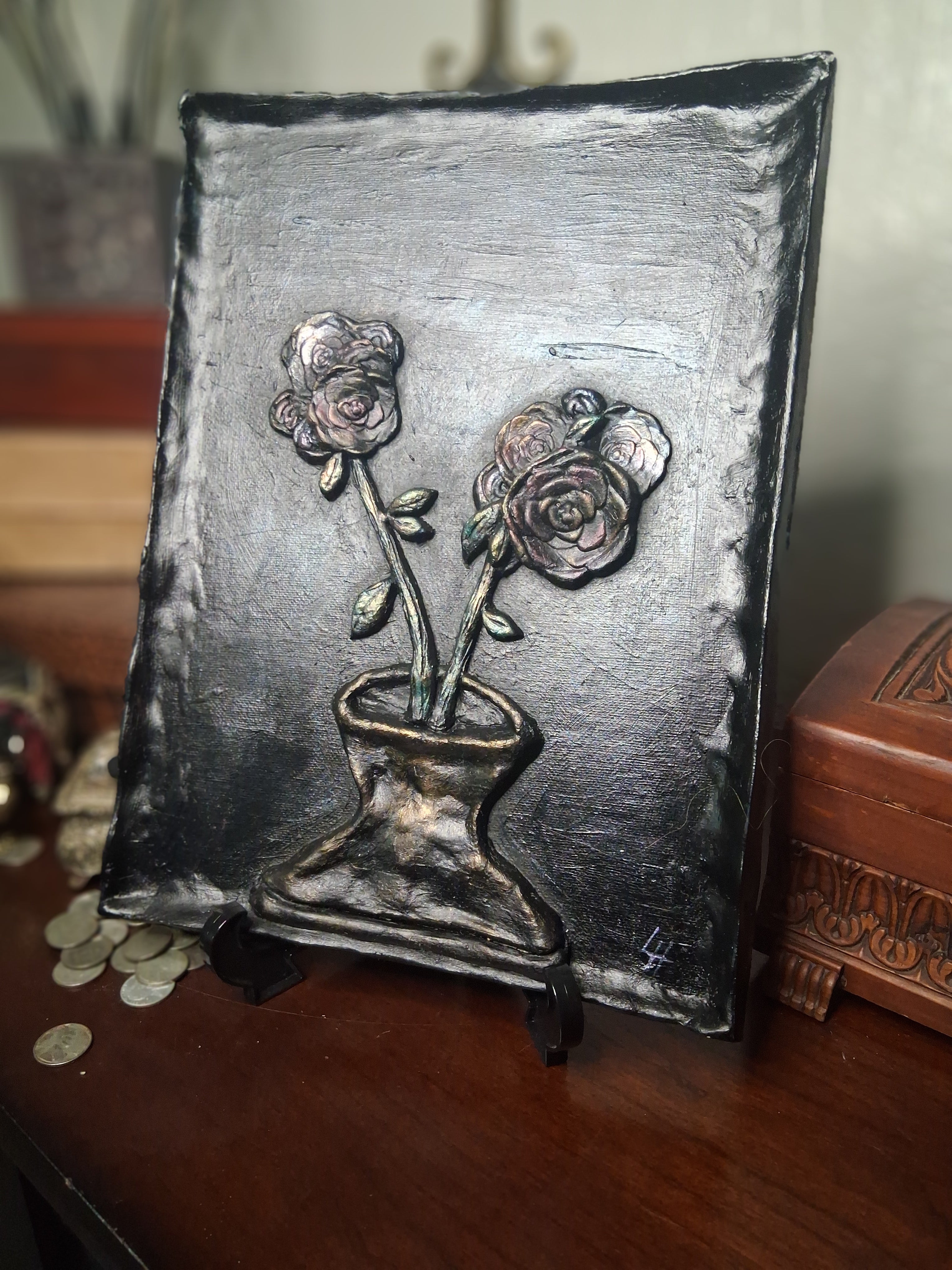 Bring It Inside | Original Sculpted Relief Floral Painting | 9x12 Mixed Media Artwork | From the Studio Collection