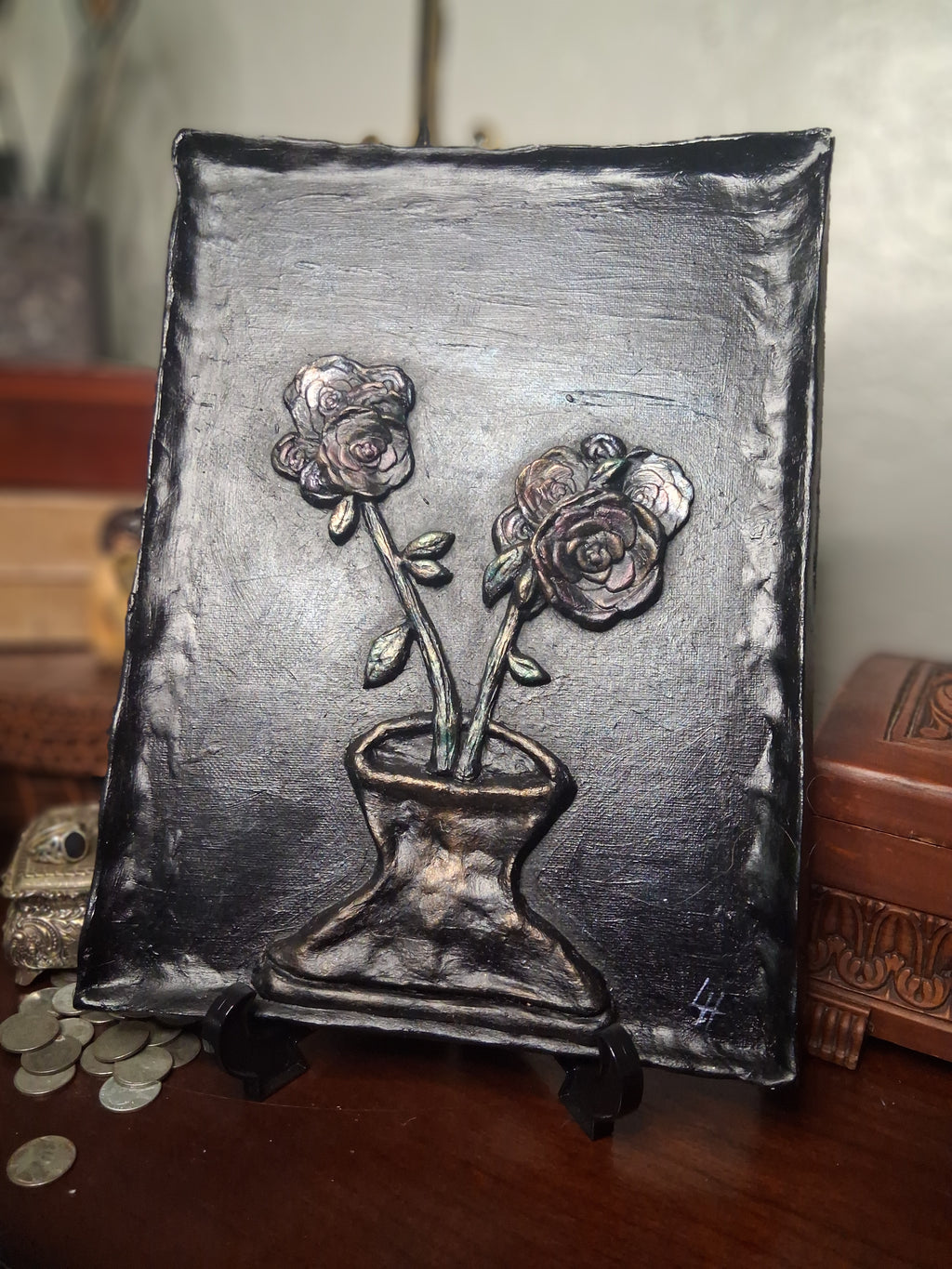 Bring It Inside | Original Sculpted Relief Floral Painting | 9x12 Mixed Media Artwork | From the Studio Collection