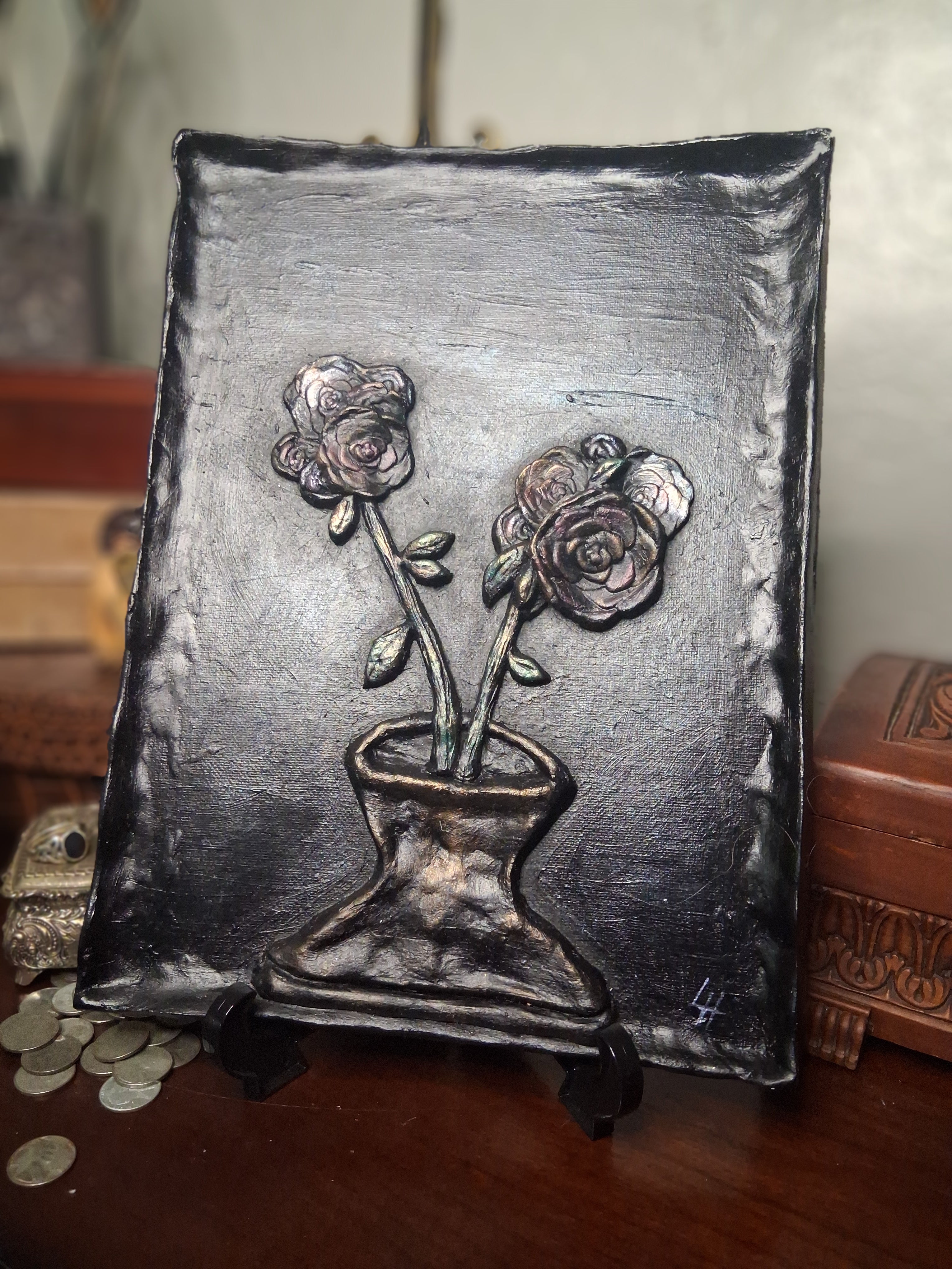 Bring It Inside | Original Sculpted Relief Floral Painting | 9x12 Mixed Media Artwork | From the Studio Collection