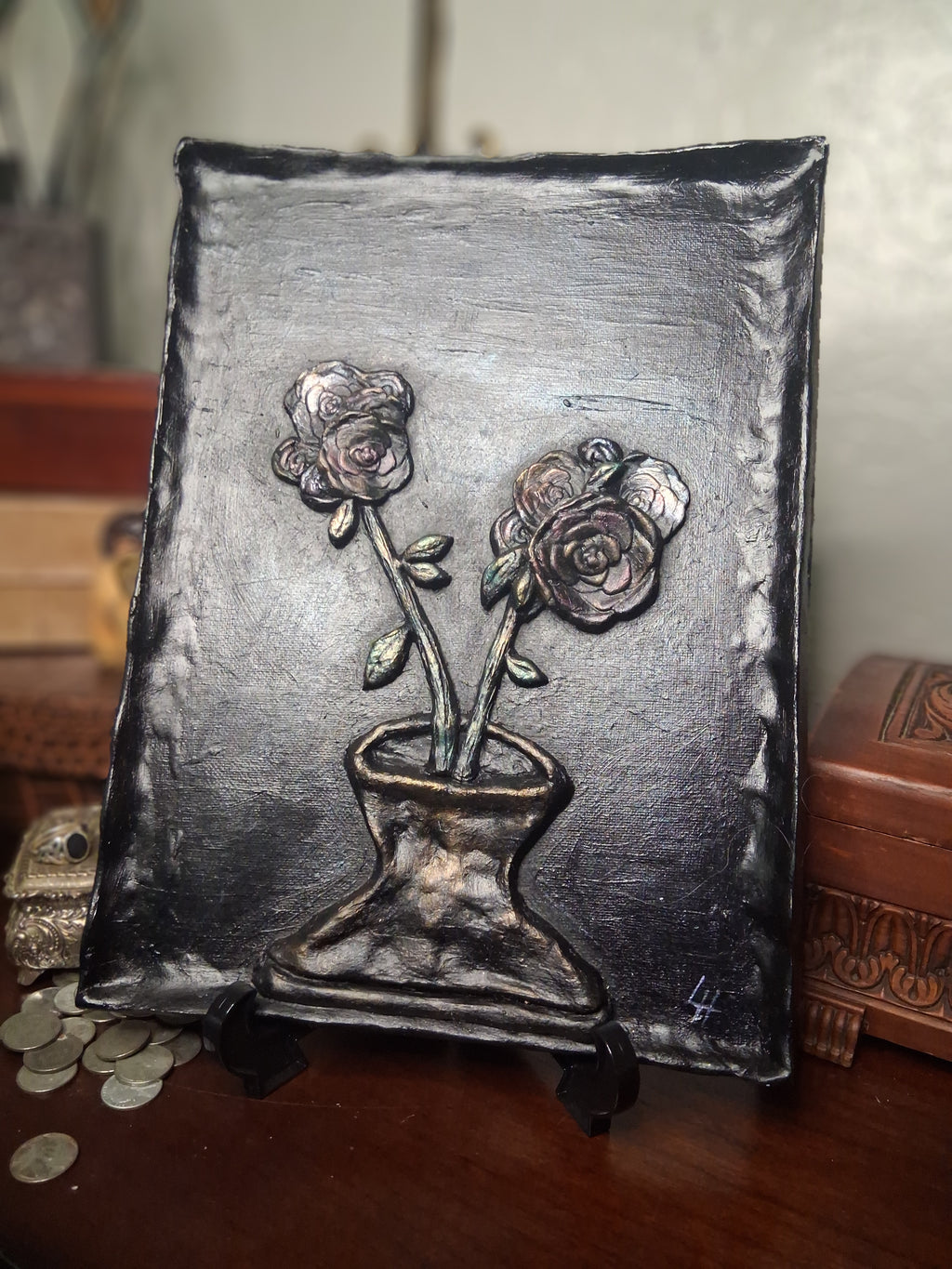 Bring It Inside | Original Sculpted Relief Floral Painting | 9x12 Mixed Media Artwork | From the Studio Collection
