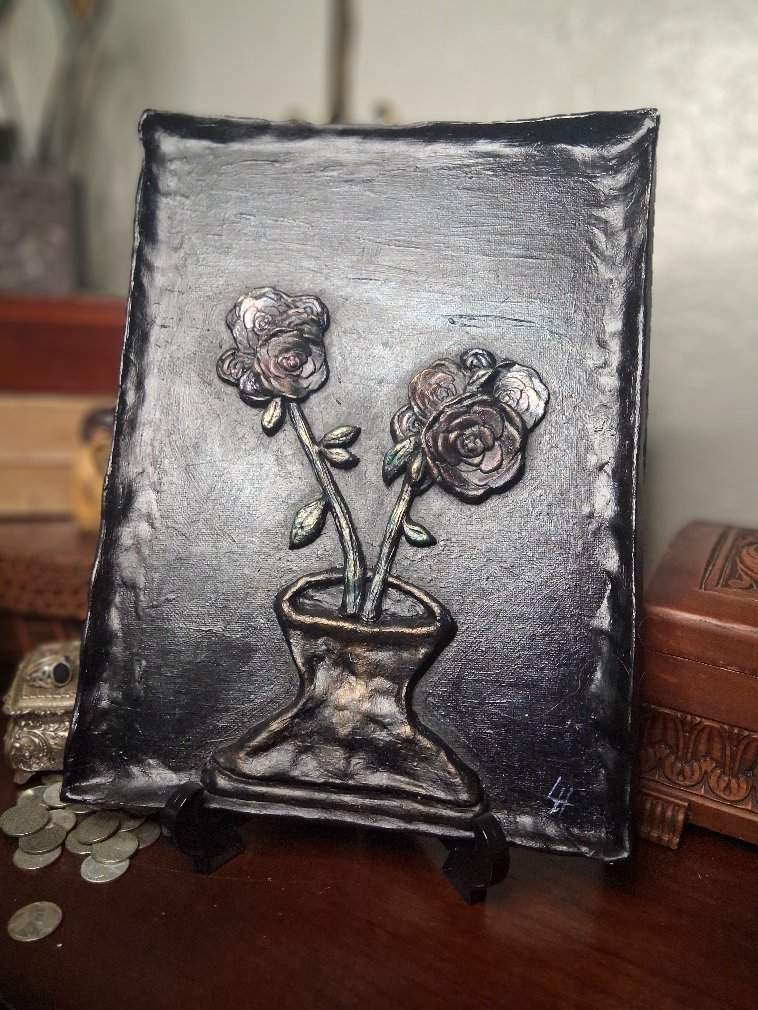 Bring It Inside | Original Sculpted Relief Floral Painting | 9x12 Mixed Media Artwork | From the Studio Collection