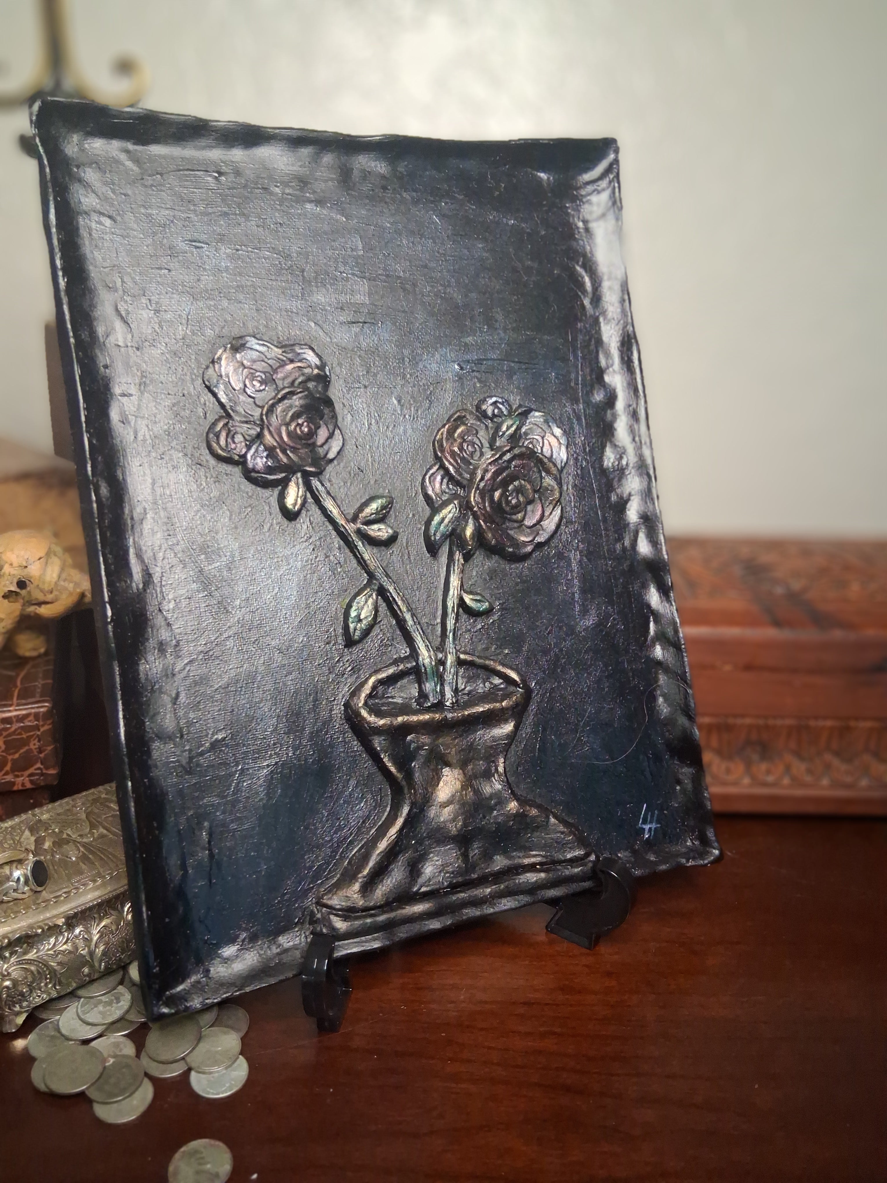 Bring It Inside | Original Sculpted Relief Floral Painting | 9x12 Mixed Media Artwork | From the Studio Collection