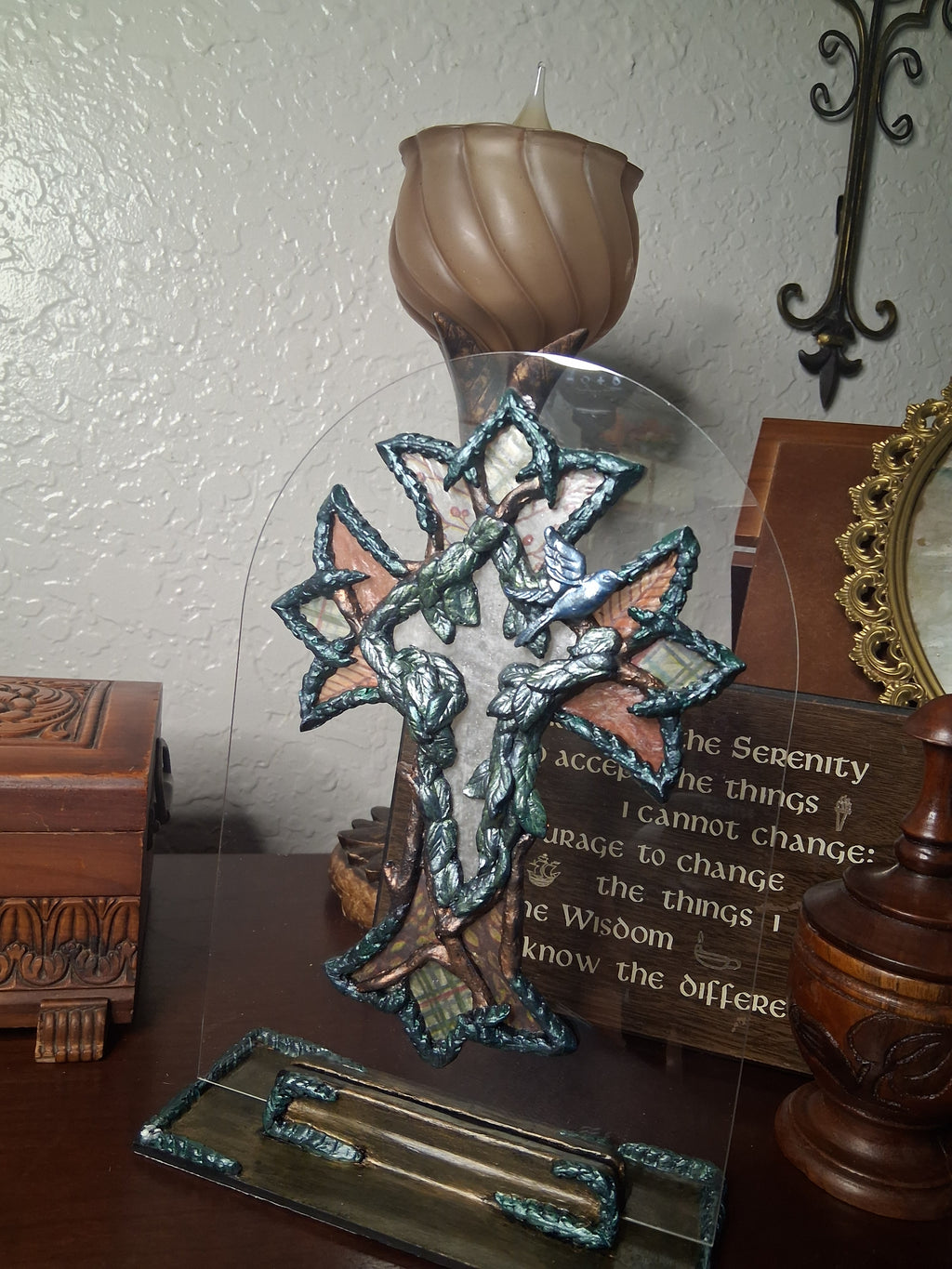 Peace in Nature | Original Sculpted Acrylic Suncatcher Art | Mixed Media Nature Sculpture | From the Studio Collection