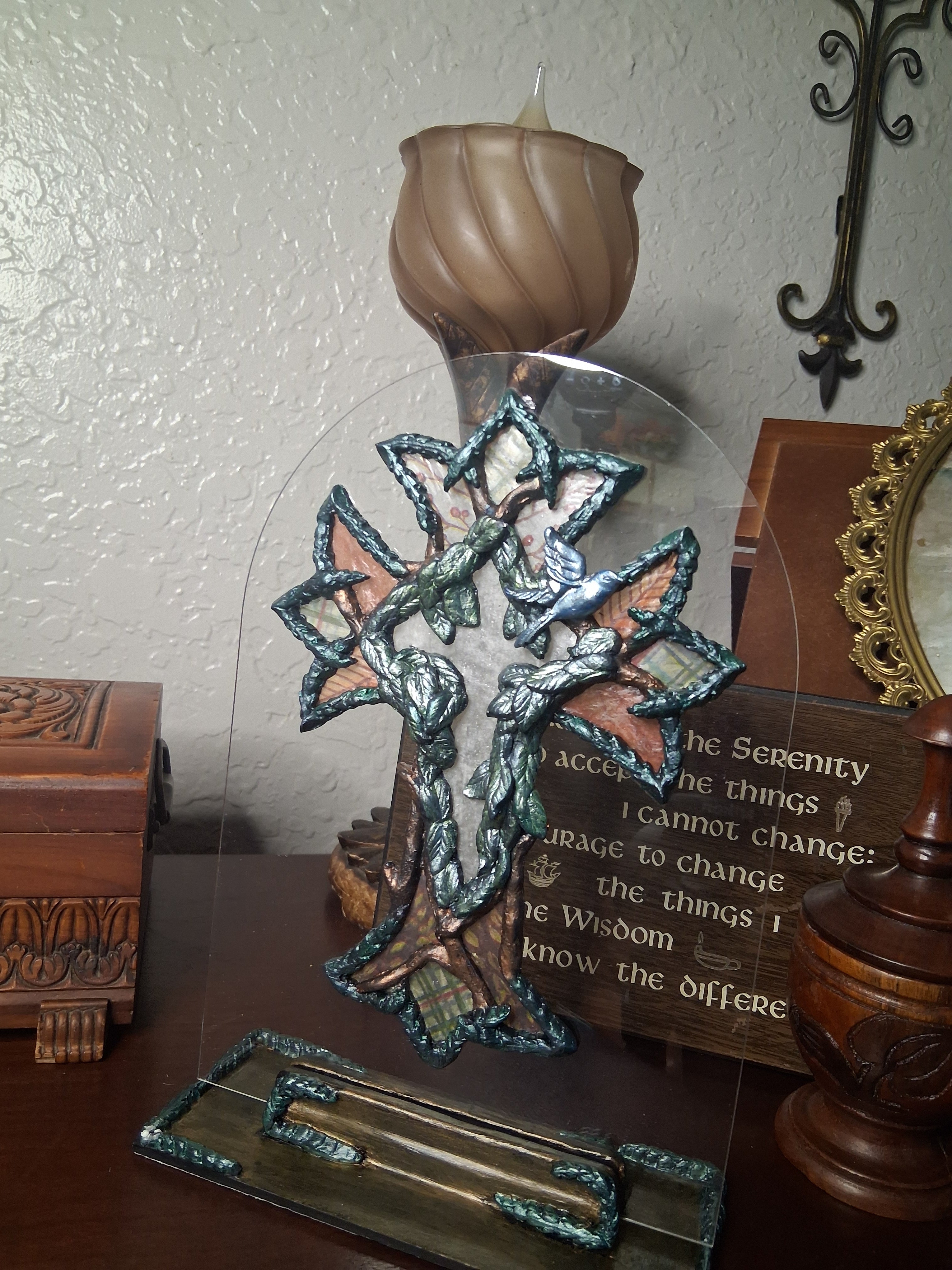 Peace in Nature | Original Sculpted Acrylic Suncatcher Art | Mixed Media Nature Sculpture | From the Studio Collection