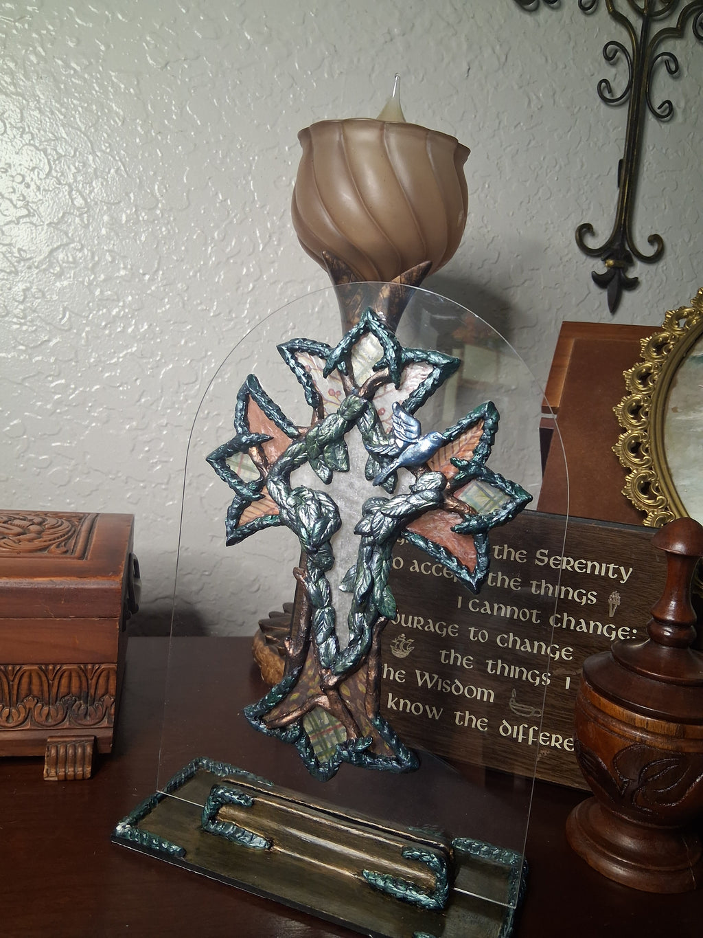 Peace in Nature | Original Sculpted Acrylic Suncatcher Art | Mixed Media Nature Sculpture | From the Studio Collection