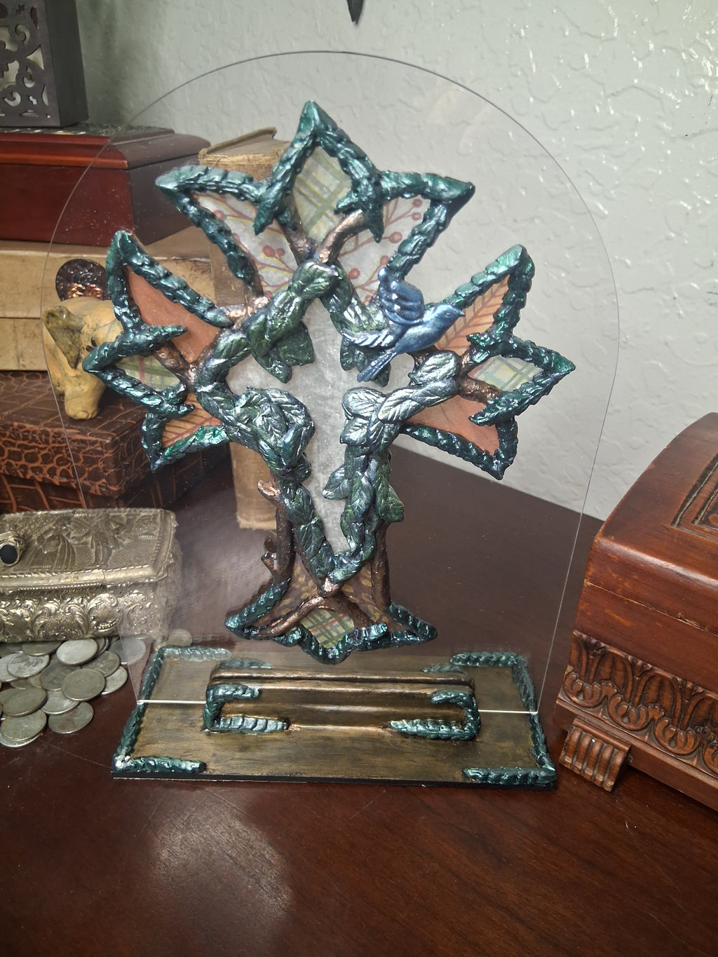 Peace in Nature | Original Sculpted Acrylic Suncatcher Art | Mixed Media Nature Sculpture | From the Studio Collection