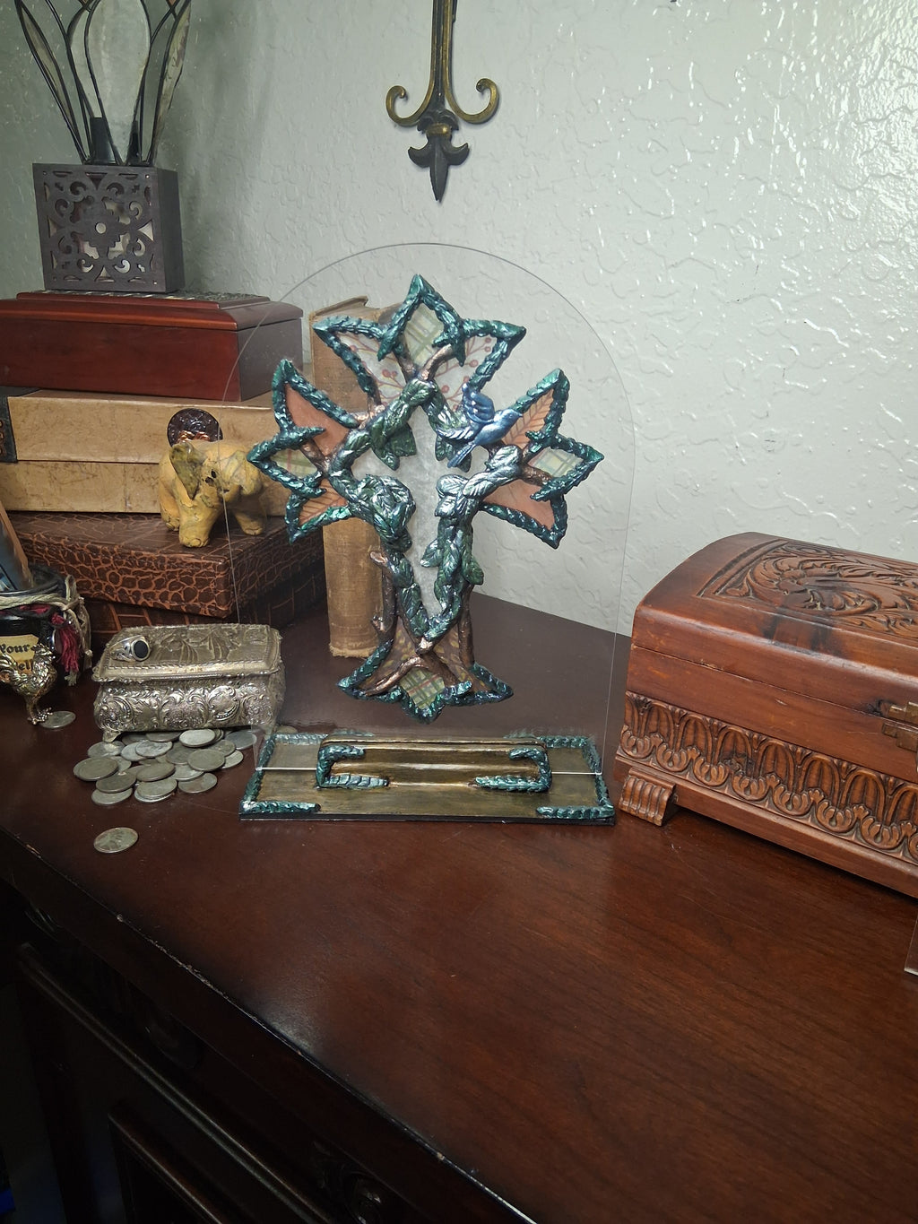 Peace in Nature | Original Sculpted Acrylic Suncatcher Art | Mixed Media Nature Sculpture | From the Studio Collection