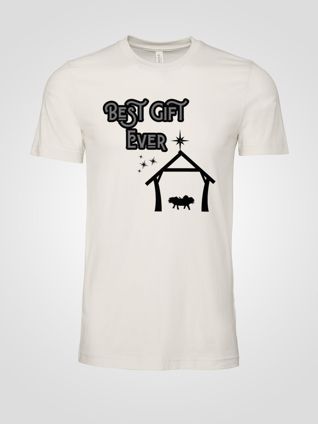 "Best Gift Ever" Nativity Graphic Tee — Minimalist Christmas Christian T-Shirt in White | LAHall Artworks Holiday Apparel