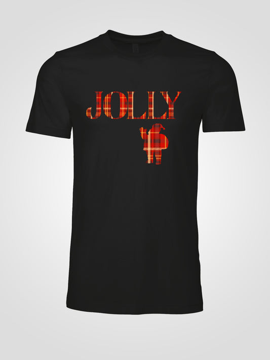 Jolly Santa Silhouette Christmas Tee — Festive Unisex Holiday T-Shirt in White, Grey, Black & Green | LAHall Artworks