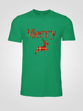 Merry Plaid Deer Christmas Tee — Festive Unisex Holiday T-Shirt in White, Grey, Black & Green | LAHall Artworks