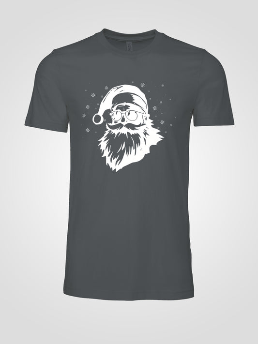 Cool Santa Vintage Christmas Tee — Sunglasses Santa Graphic with Snowflakes | Unisex Holiday Shirt by LAHall Artworks