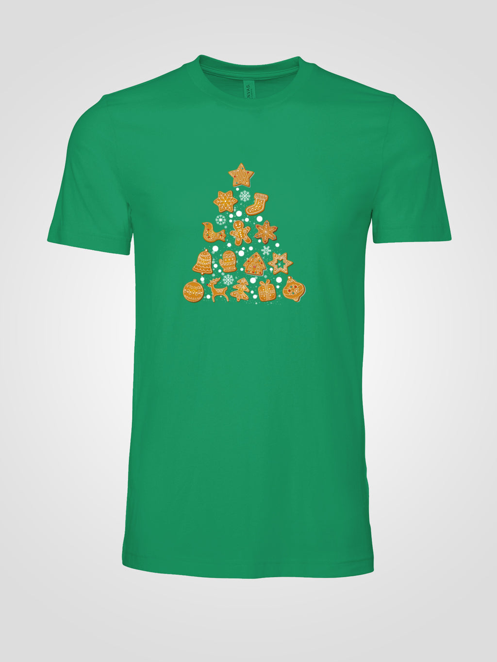 Gingerbread Cookie Christmas Tree Tee — Festive Iced Cookie Graphic Unisex Holiday Shirt | LAHall Artworks