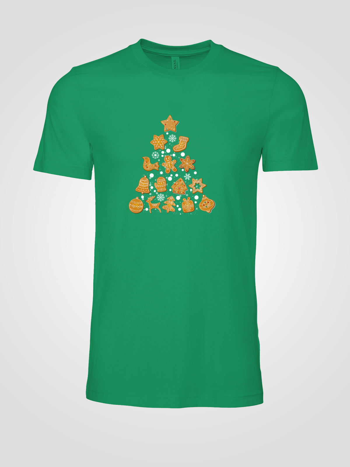 Gingerbread Cookie Christmas Tree Tee — Festive Iced Cookie Graphic Unisex Holiday Shirt | LAHall Artworks
