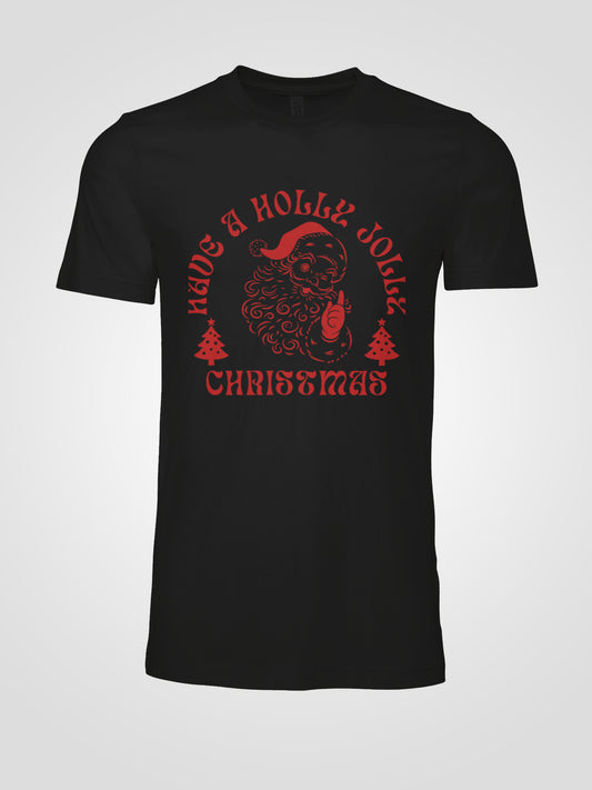 Have a Holly Jolly Christmas Retro Santa Tee — Vintage Sunglasses Santa Graphic Unisex Holiday Shirt | LAHall Artworks