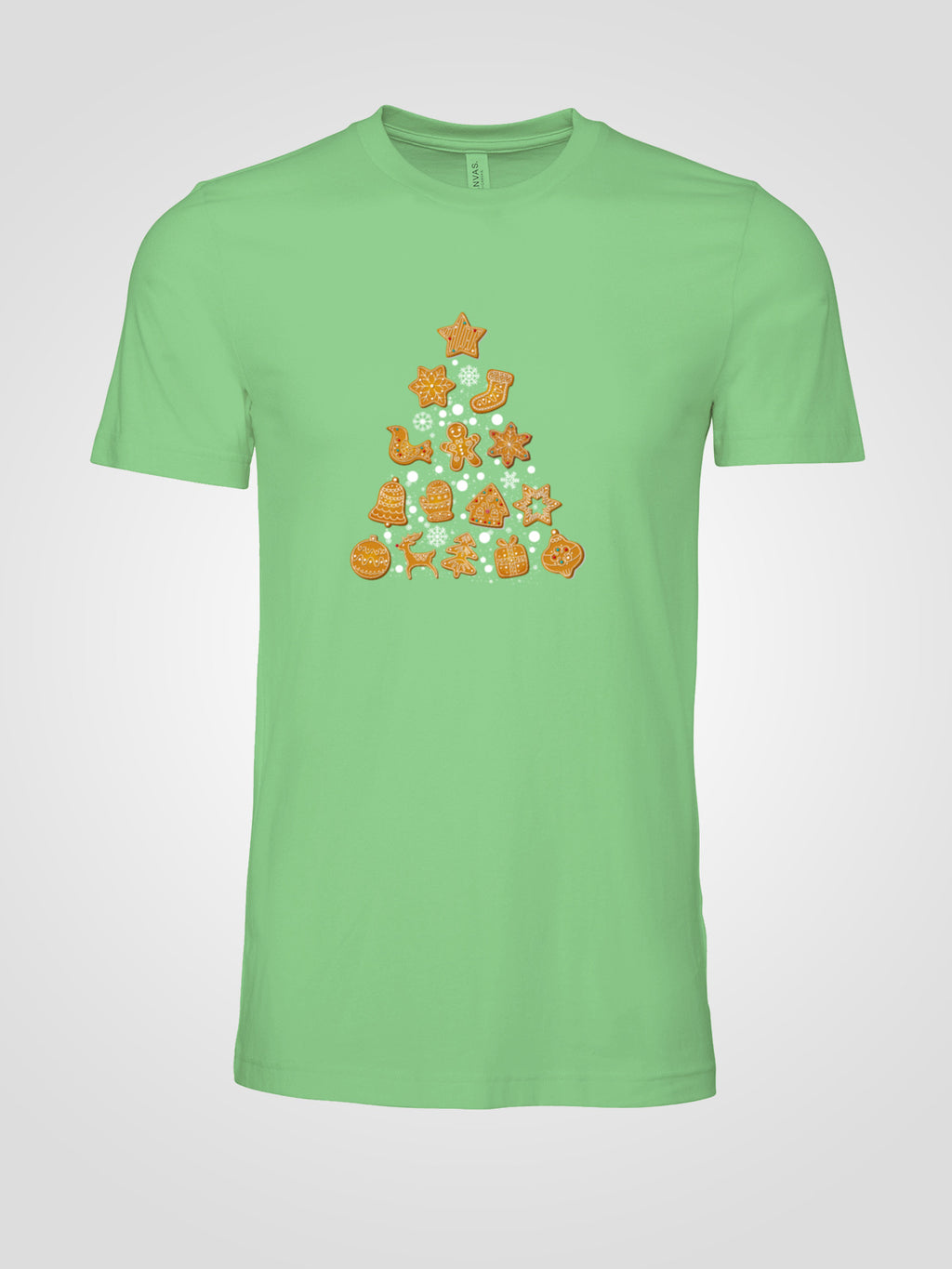 Gingerbread Cookie Christmas Tree Tee — Festive Iced Cookie Graphic Unisex Holiday Shirt | LAHall Artworks