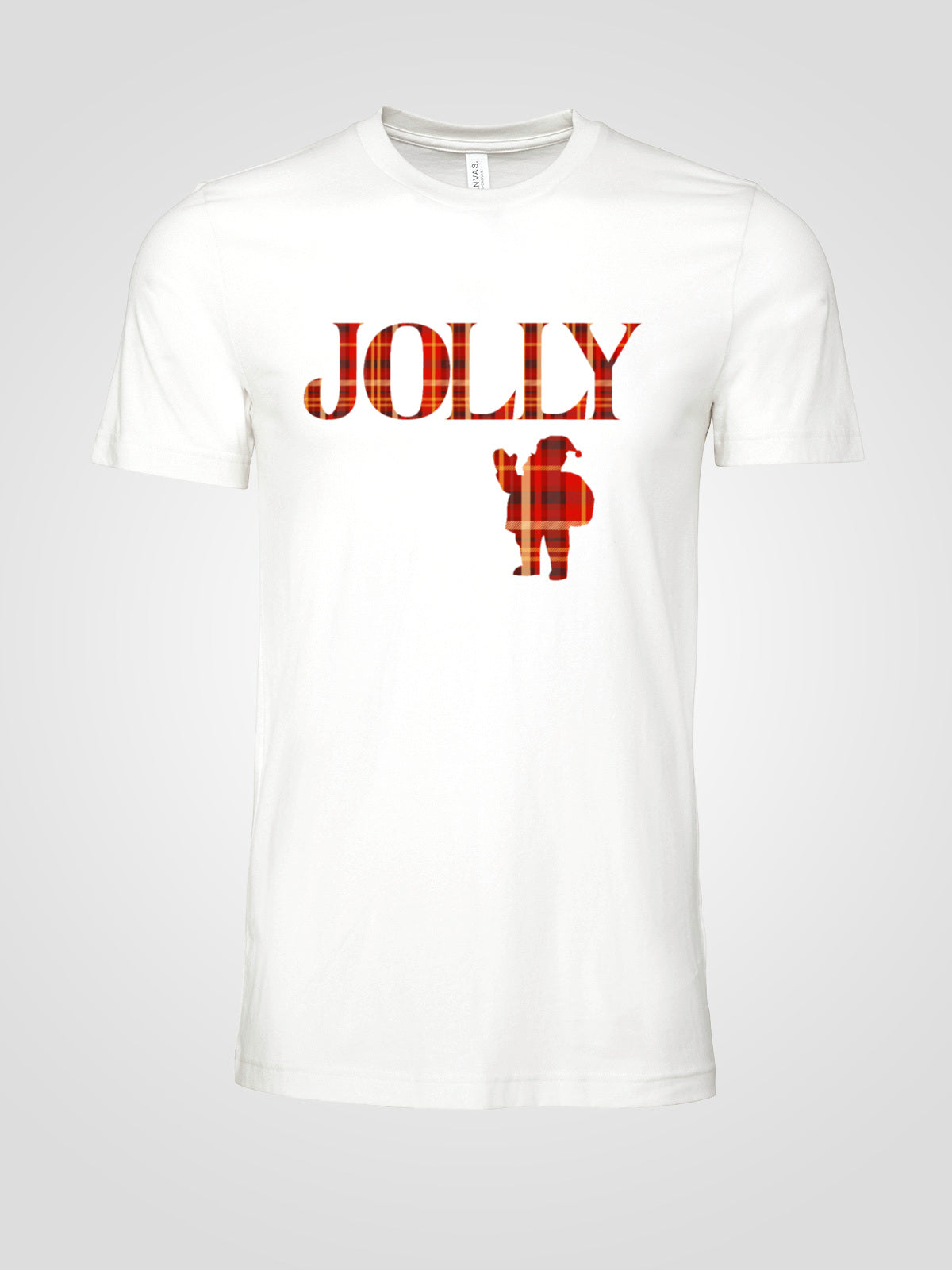 Jolly Santa Silhouette Christmas Tee — Festive Unisex Holiday T-Shirt in White, Grey, Black & Green | LAHall Artworks
