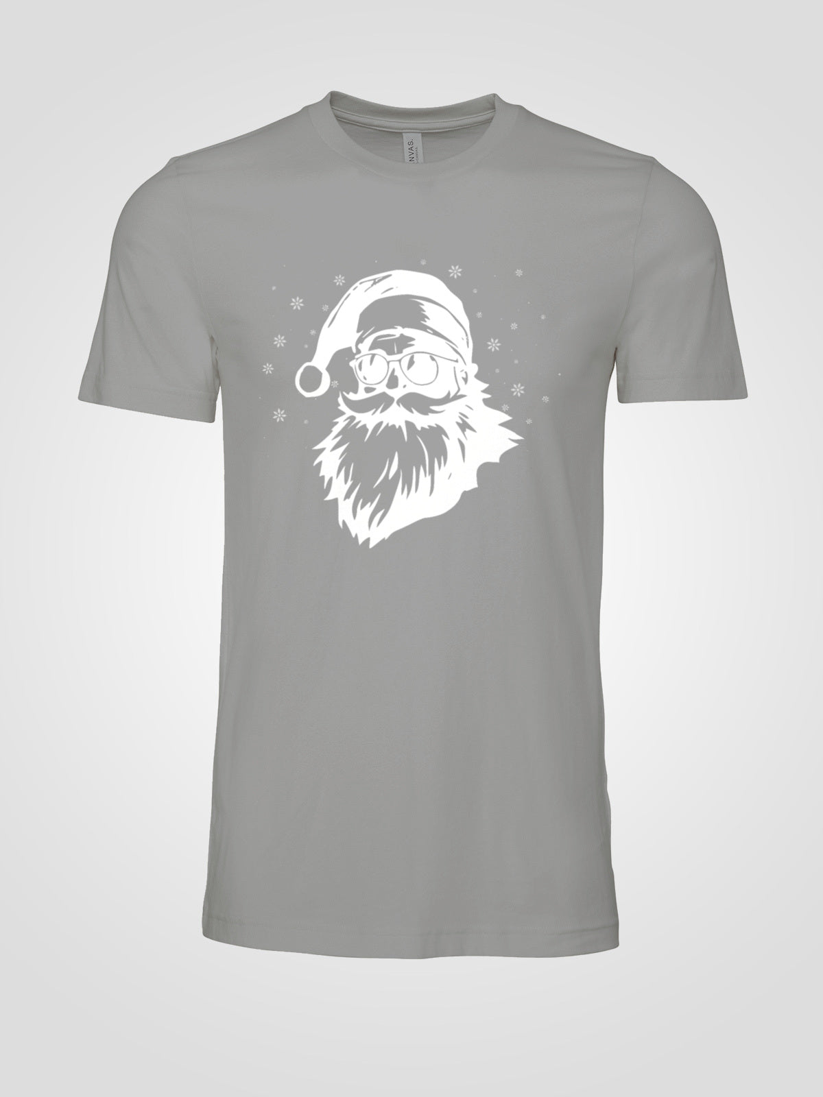 Cool Santa in Sunglasses Vintage Style Christmas Tee — LAHall Artworks Sunglasses Santa Graphic with Snowflakes | Unisex Holiday Shirt by LAHall Artworks