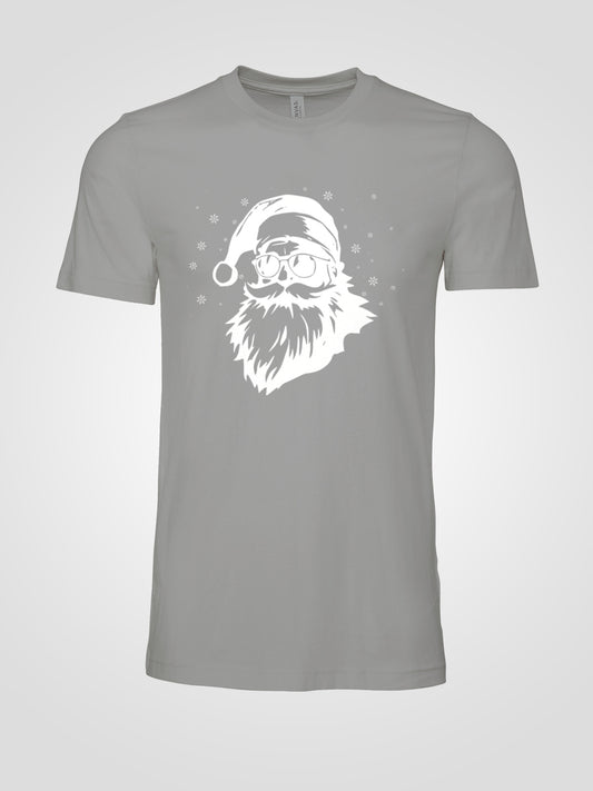Cool Santa Vintage Christmas Tee — Sunglasses Santa Graphic with Snowflakes | Unisex Holiday Shirt by LAHall Artworks