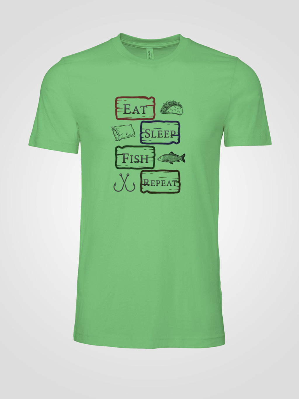 "Eat Sleep Fish Repeat" Vintage style Tee | LAHall Artworks Outdoor Fishing Shirt