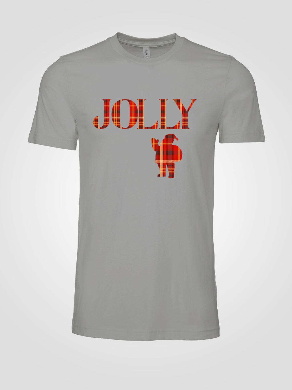 Jolly Santa Silhouette Christmas Tee — Festive Unisex Holiday T-Shirt in White, Grey, Black & Green | LAHall Artworks