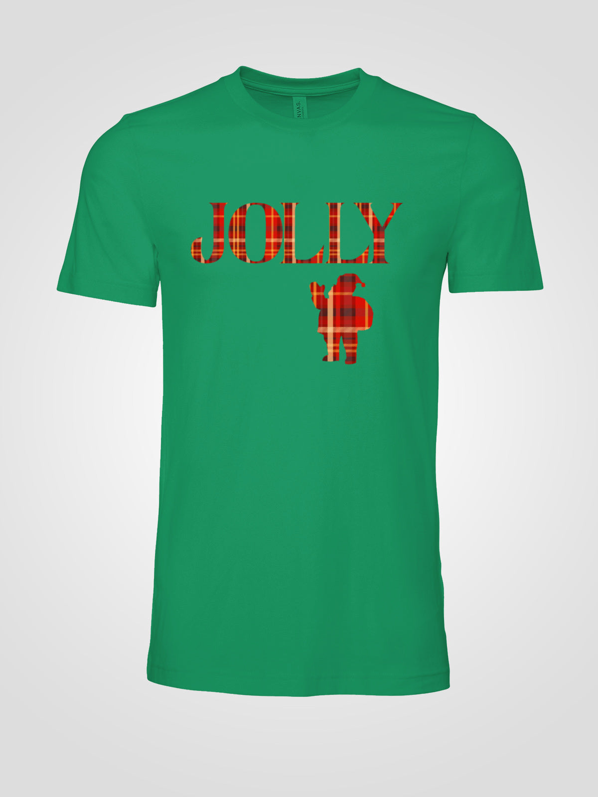 Jolly Santa Silhouette Christmas Tee — Festive Unisex Holiday T-Shirt in White, Grey, Black & Green | LAHall Artworks