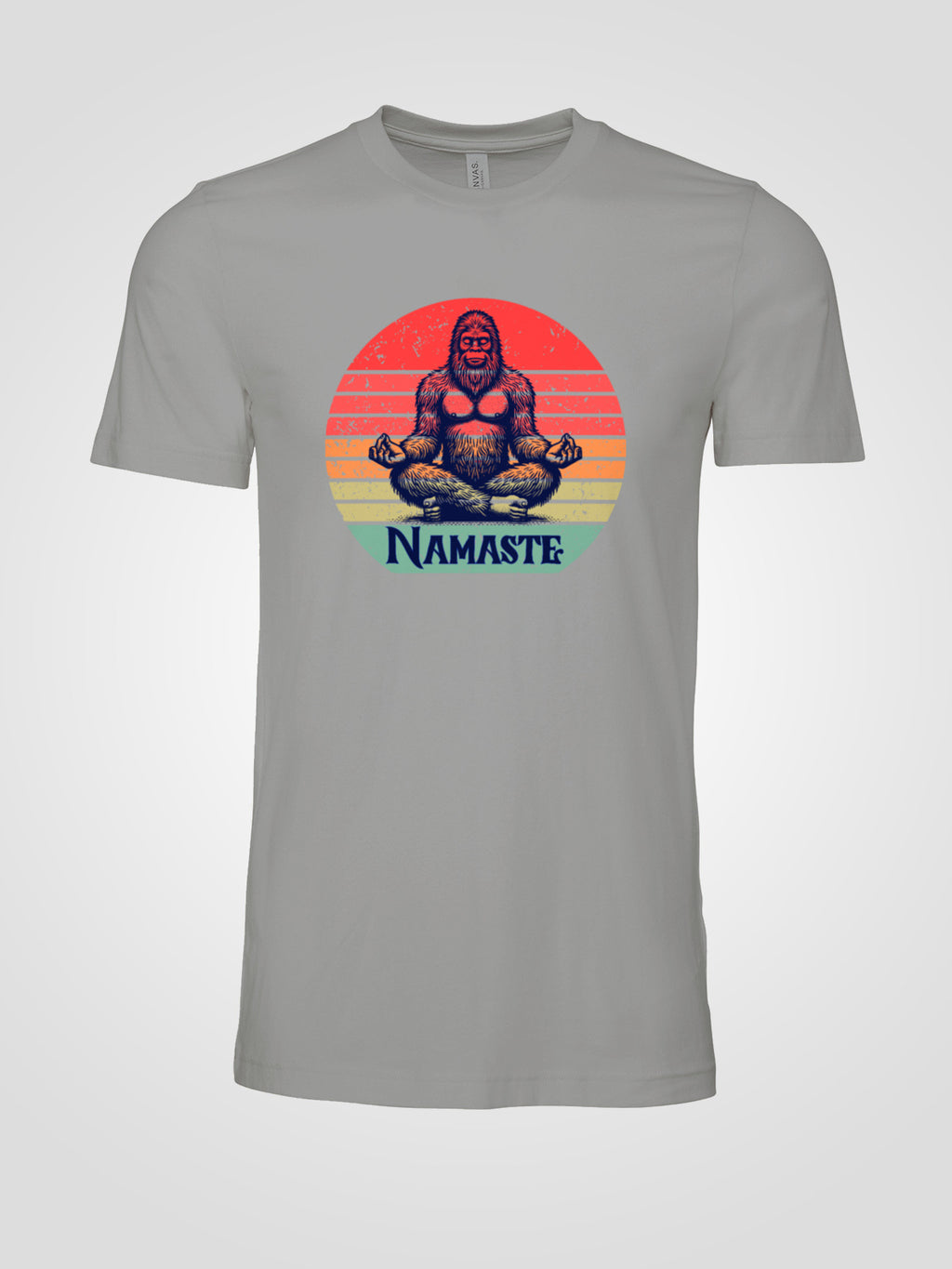 "Namaste" Bigfoot Unisex Tee | Soft Sunset Meditation Sasquatch Graphic Shirt