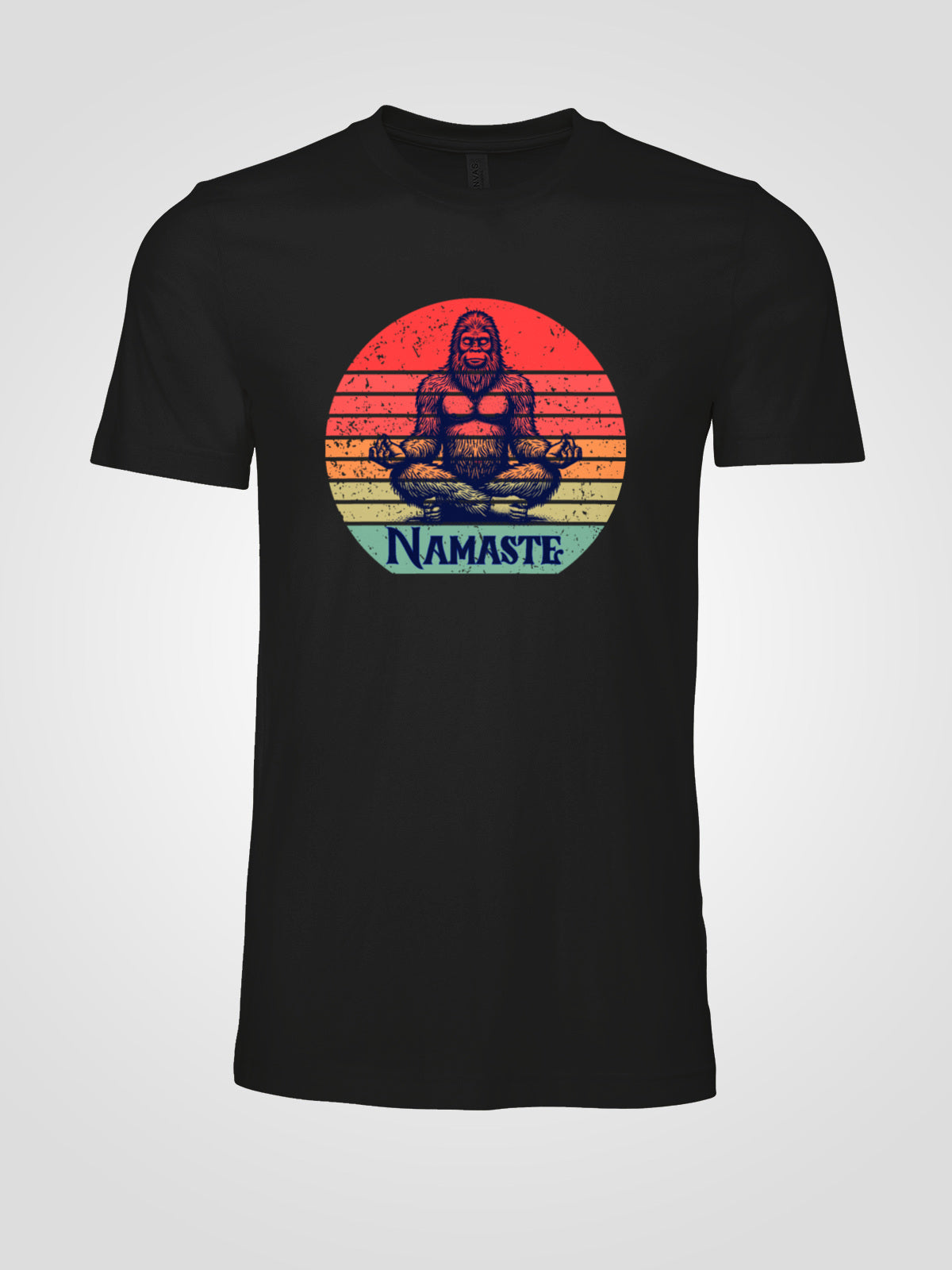 Namaste Bigfoot Unisex Tee | Soft Sunset Meditation Sasquatch Graphic Shirt