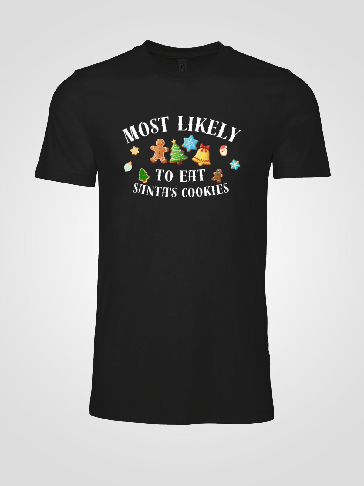 Most Likely to Eat Santa’s Cookies Christmas Tee — Fun Unisex Holiday T-Shirt with Cute Cookie Graphics | LAHall Artworks