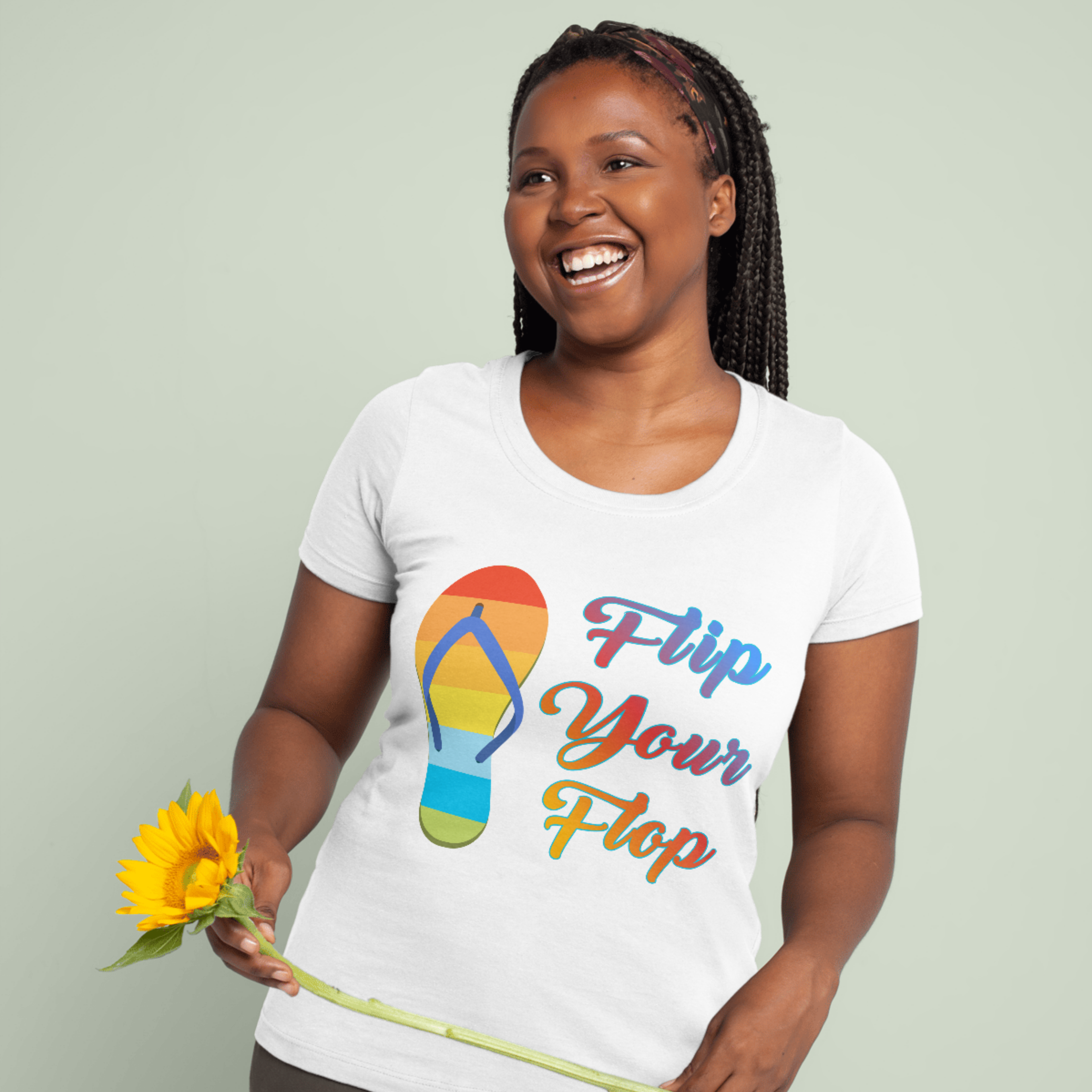 "Flip Your Flop" Unisex Graphic T-Shirt | Rainbow Summer Tee by LAHall Artworks