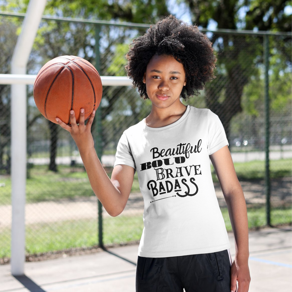 Beautiful, Bold, Brave, Badass Inspirational Graphic Tee - LAHall Artworks Fun and Inspirational Quote
