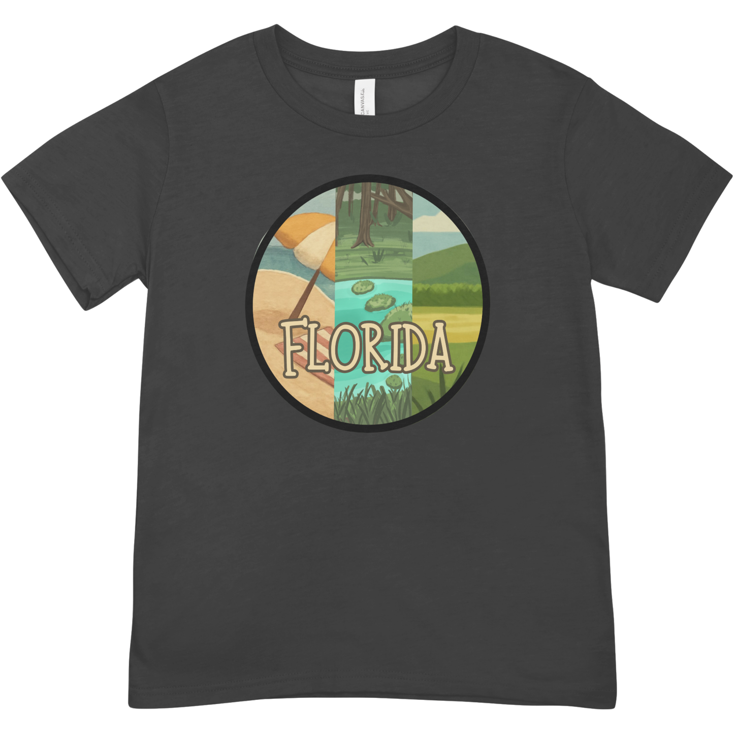 All of Florida Youth Circle Unisex Tee | Beach River Swamp Prairie Graphic Shirt
