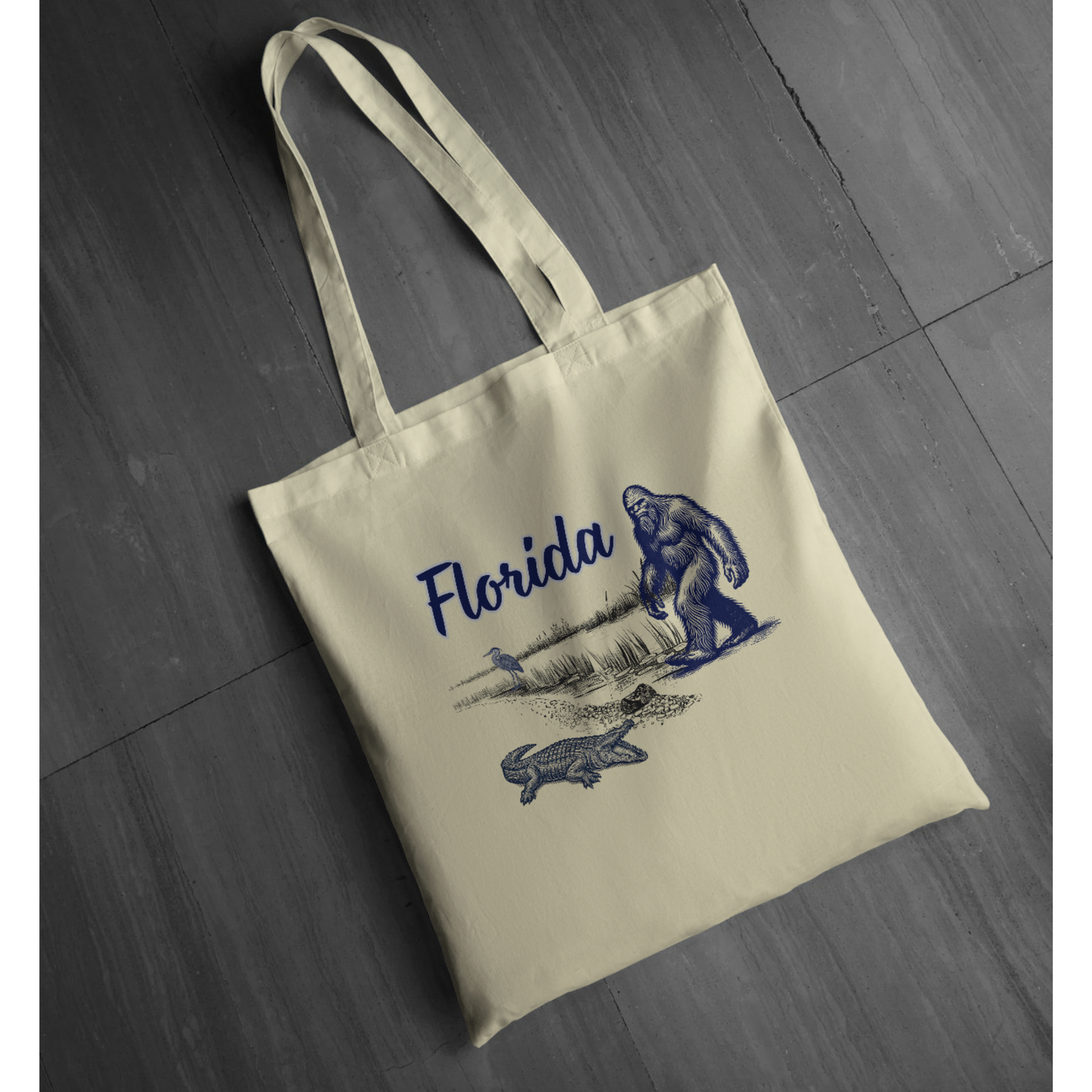 Florida "wild" life Bigfoot Sketch Tote | LAHall Artworks Florida Wildlife Graphic Tote Bag
