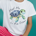 “Meet Me in the Ocean” Youth Shirt - Cute Baby Sea Turtle Youth Graphic Tee  | Ocean Lover T-Shirt | Coastal Beach Tee | LAHall Artworks (Copy)