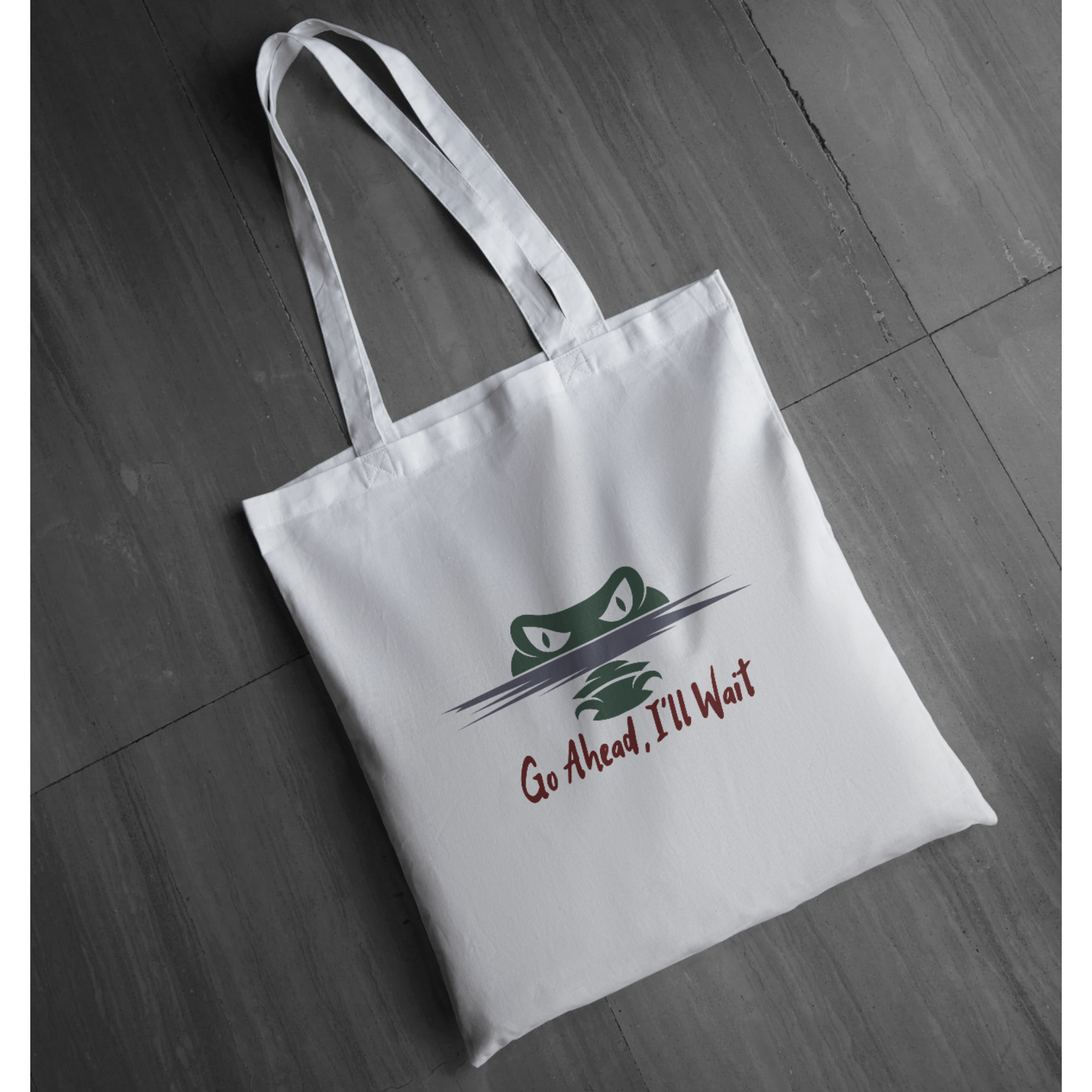 “Go Ahead, I’ll Wait” - Funny Alligator Graphic Tote | Florida Gator Tote | Wildlife Humor Tote | LAHall Artworks
