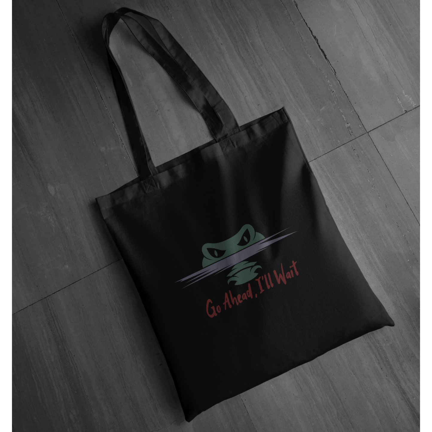 “Go Ahead, I’ll Wait” - Funny Alligator Graphic Tote | Florida Gator Tote | Wildlife Humor Tote | LAHall Artworks