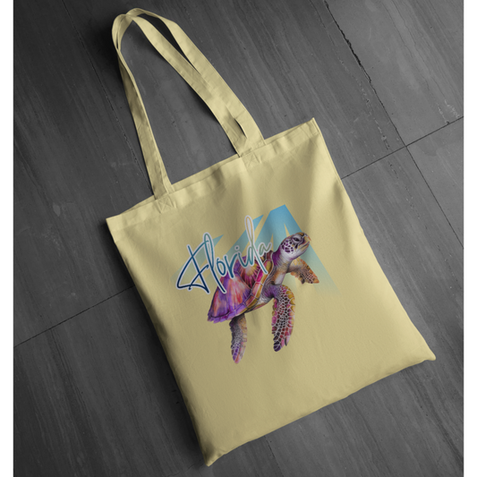Florida Sea Turtle Graphic Tote | Ocean Rays Wildlife Tote | Coastal Nature Tote | LAHall Artworks