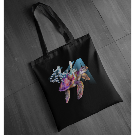 Florida Sea Turtle Graphic Tote | Ocean Rays Wildlife Tote | Coastal Nature Tote | LAHall Artworks