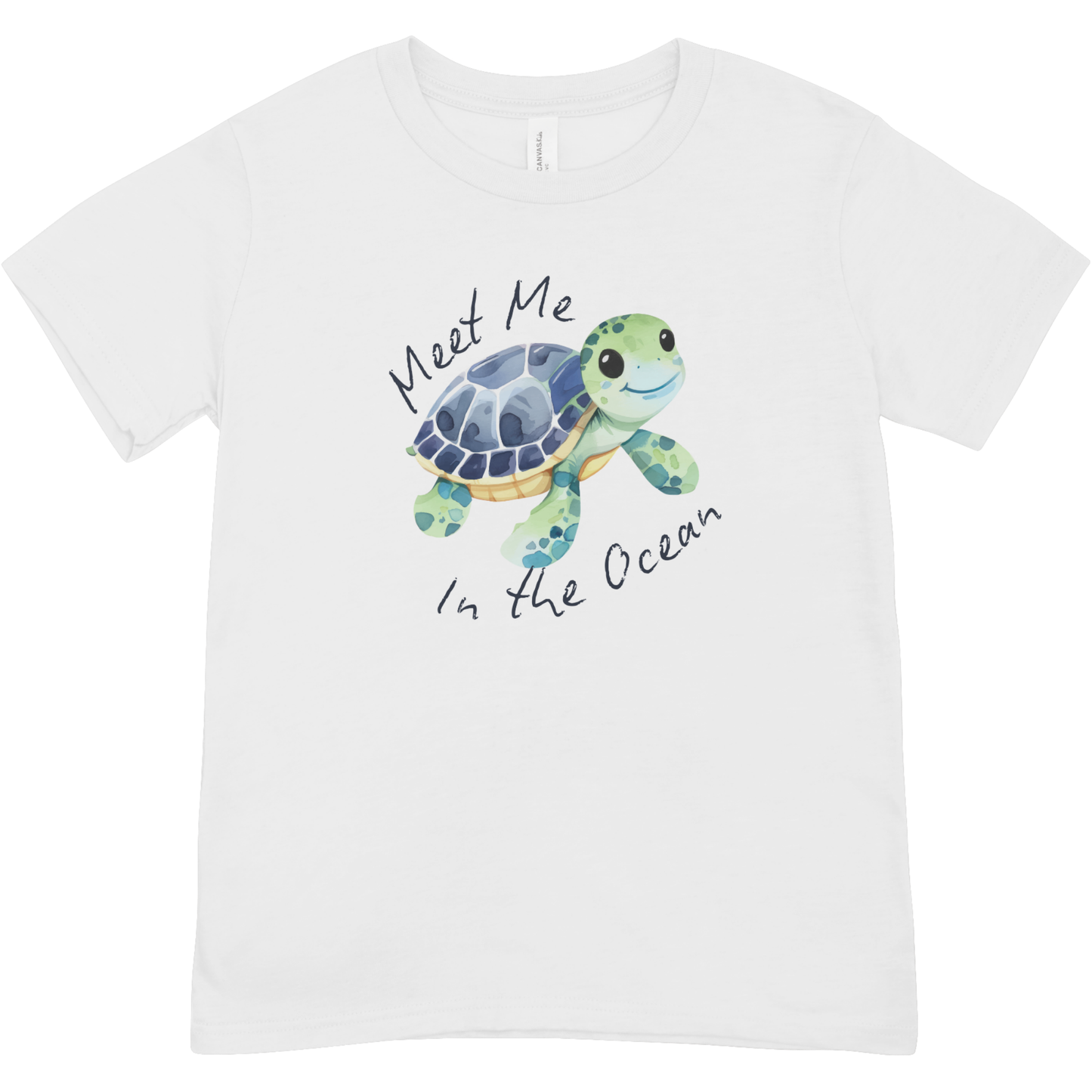 “Meet Me in the Ocean” Youth Shirt - Cute Baby Sea Turtle Youth Graphic Tee  | Ocean Lover T-Shirt | Coastal Beach Tee | LAHall Artworks (Copy)