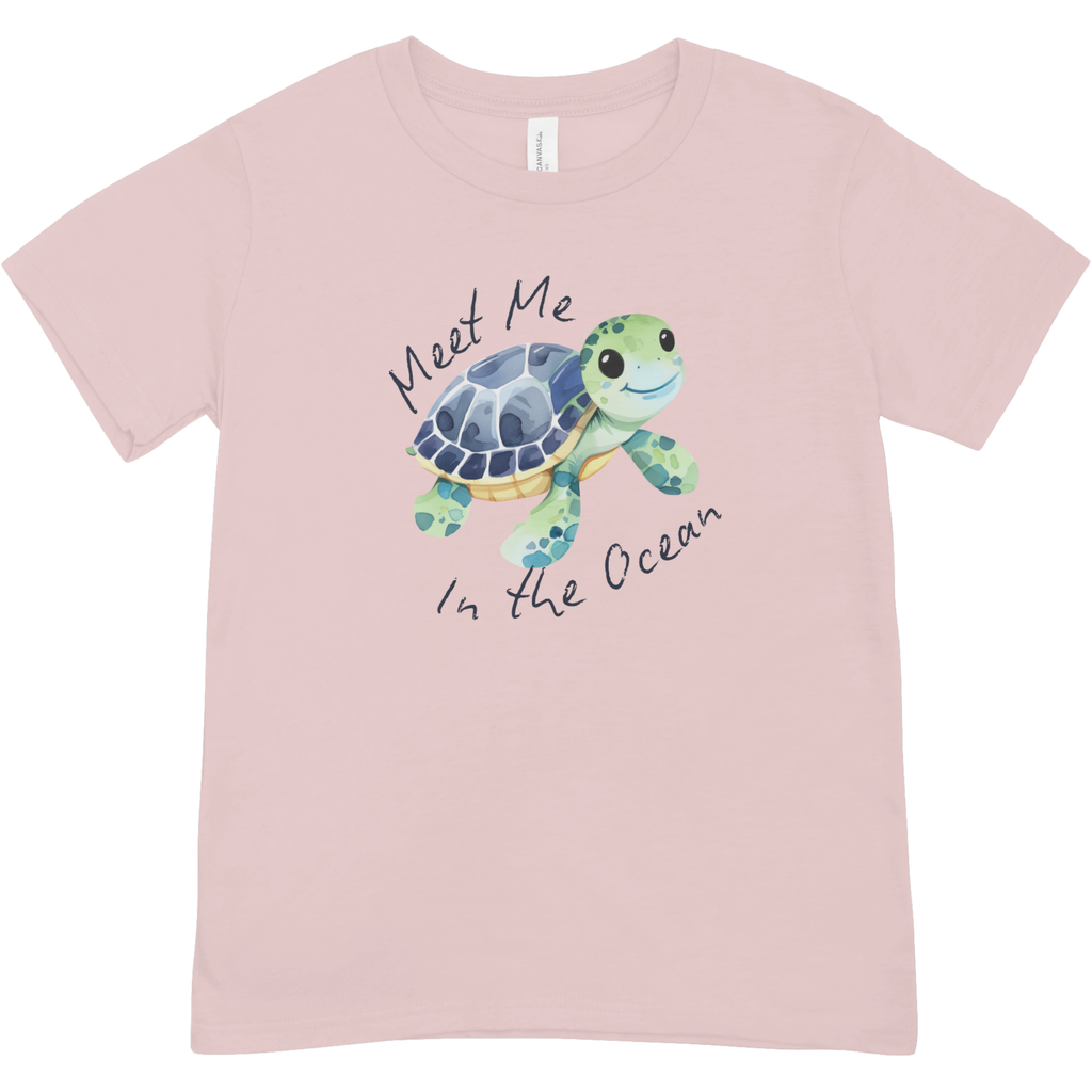 “Meet Me in the Ocean” Youth Shirt - Cute Baby Sea Turtle Youth Graphic Tee  | Ocean Lover T-Shirt | Coastal Beach Tee | LAHall Artworks (Copy)
