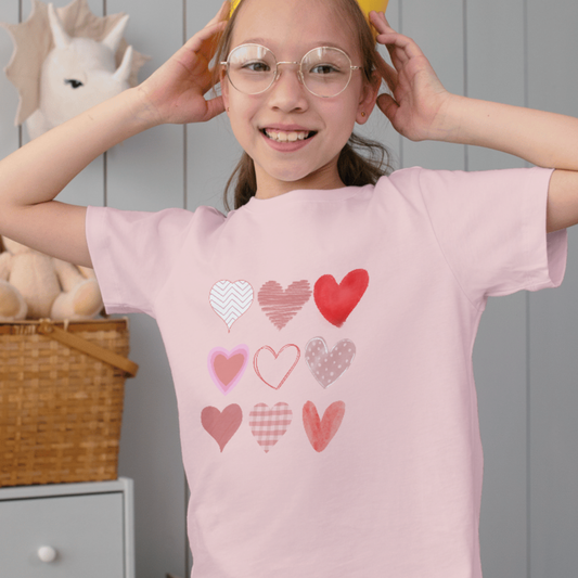 Nine Hearts Youth Graphic Tee | Unisex Heart Grid Love Youth T-Shirt - LAHall Artworks (Copy)